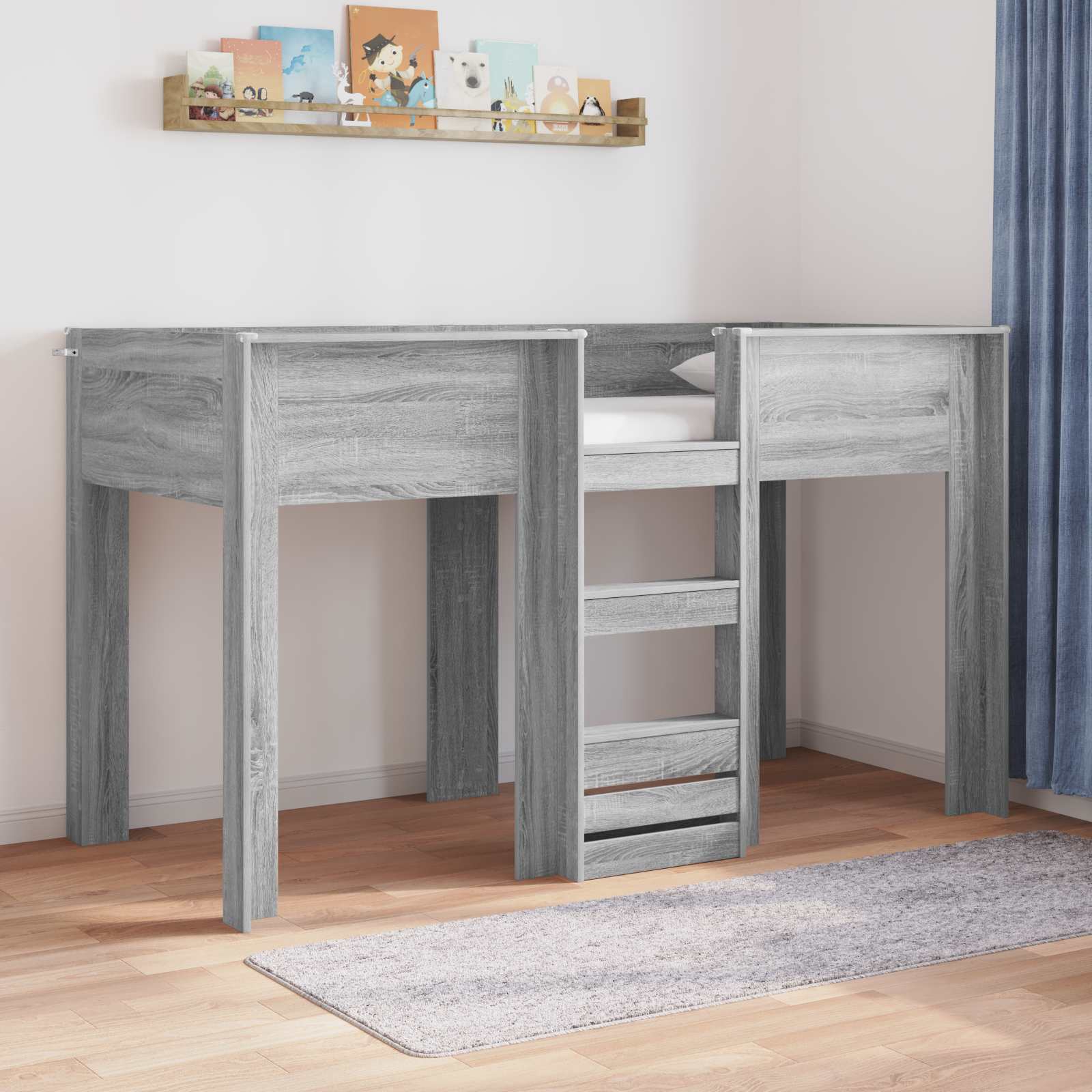 Etagenbett für Kinder Graues Sonoma 75 x 190 cm Holzwerkstoff