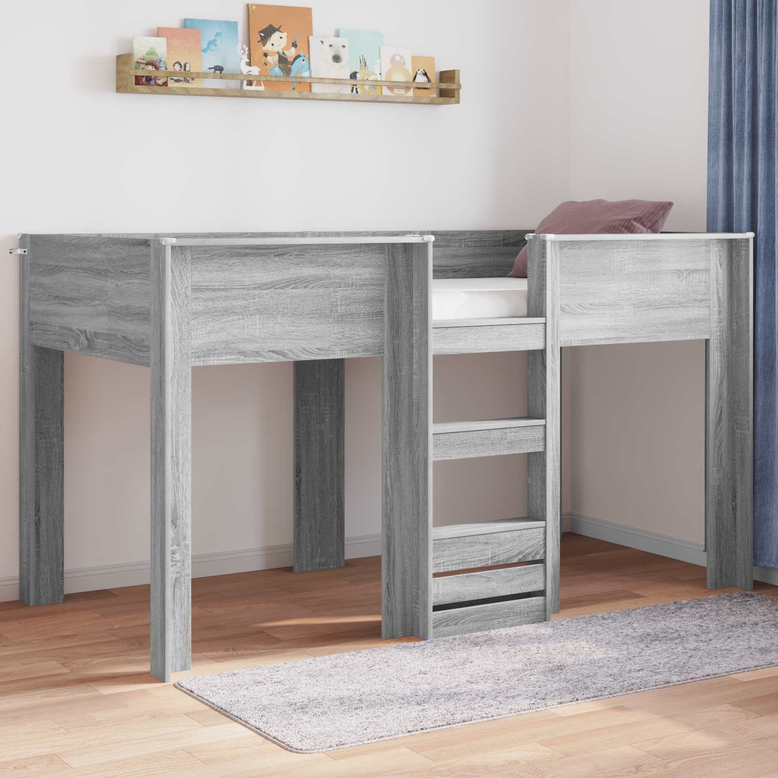 Etagenbett für Kinder Graues Sonoma 90 x 190 cm Holzwerkstoff