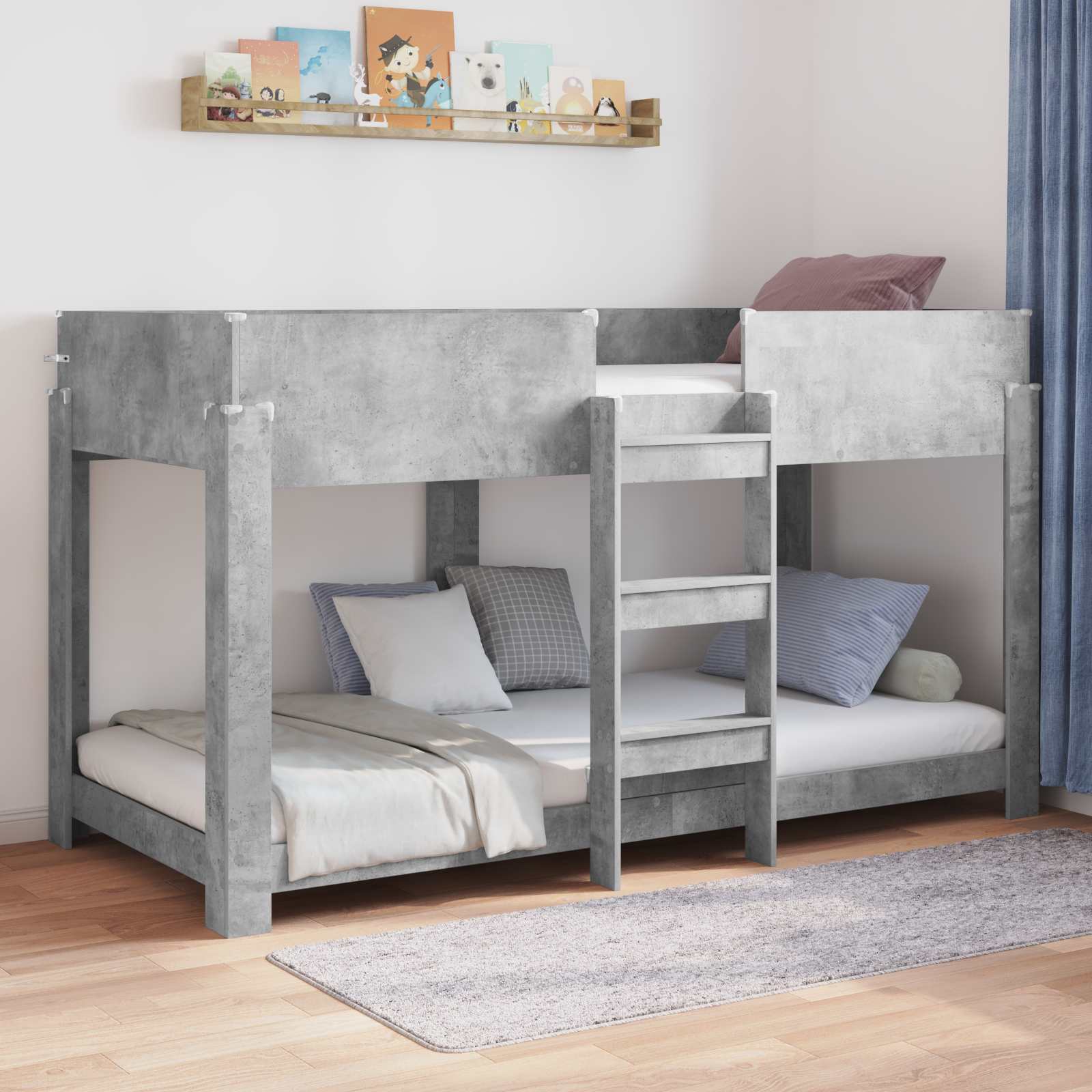 Etagenbett für Kinder Betongrau 100 x 200 cm Holzwerkstoff
