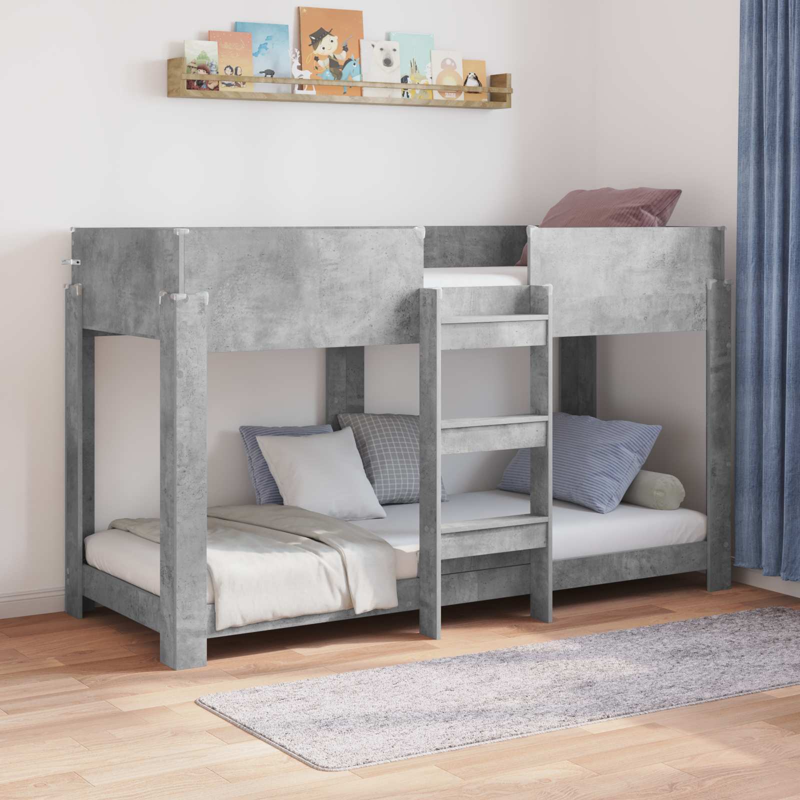 Etagenbett für Kinder Betongrau 75 x 190 cm Holzwerkstoff