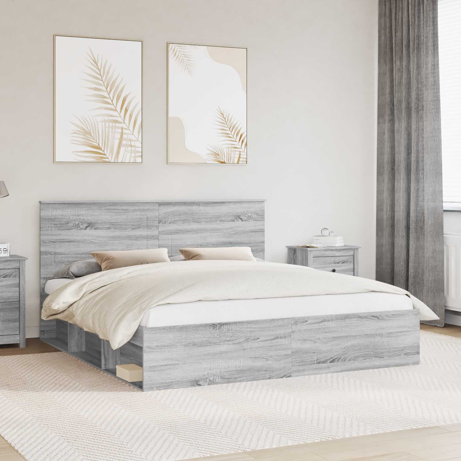 Bettrahmen Sonoma-Grau 200 x 200 cm Massives Kiefernholz