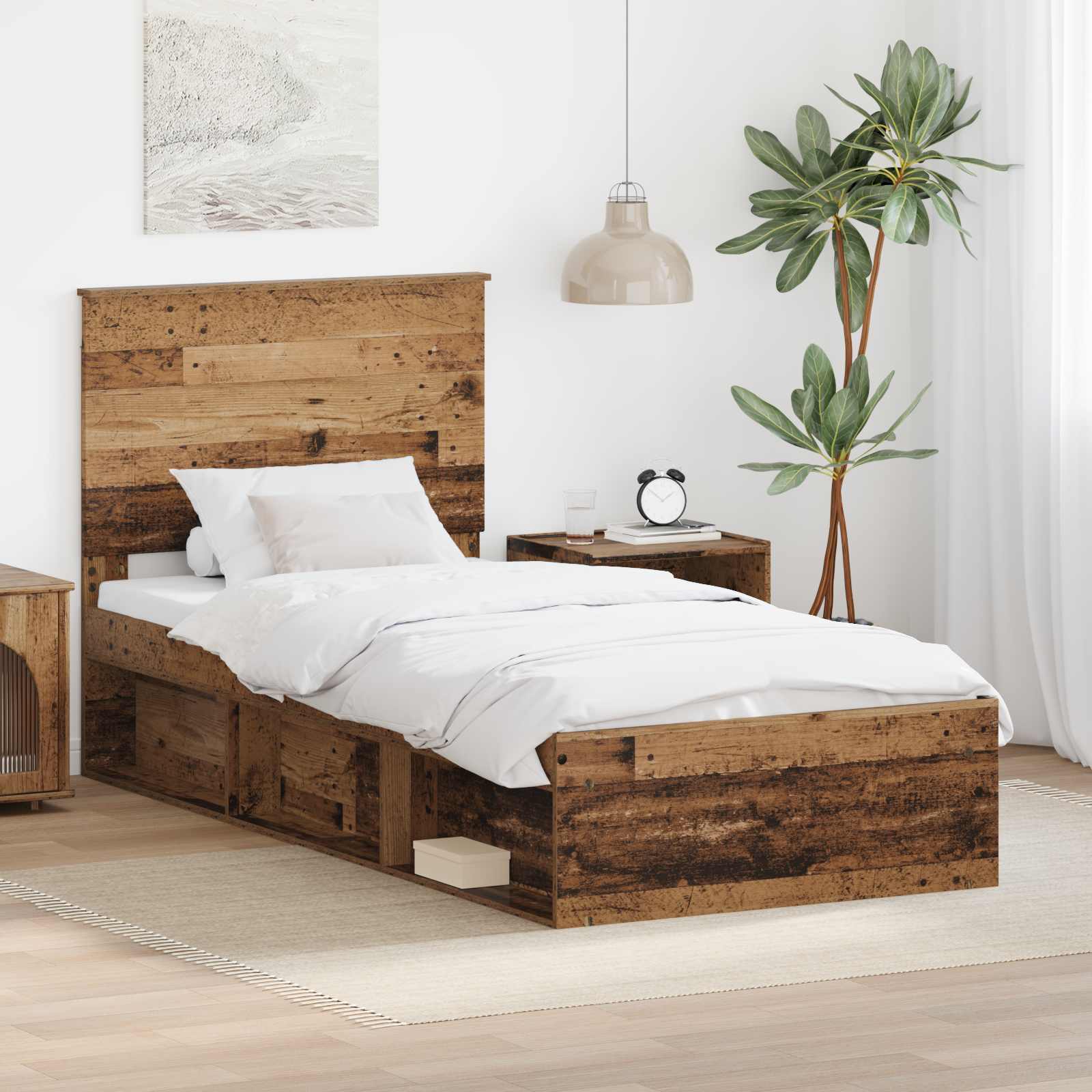 Bettrahmen Altholz 90 x 200 cm Massives Kiefernholz