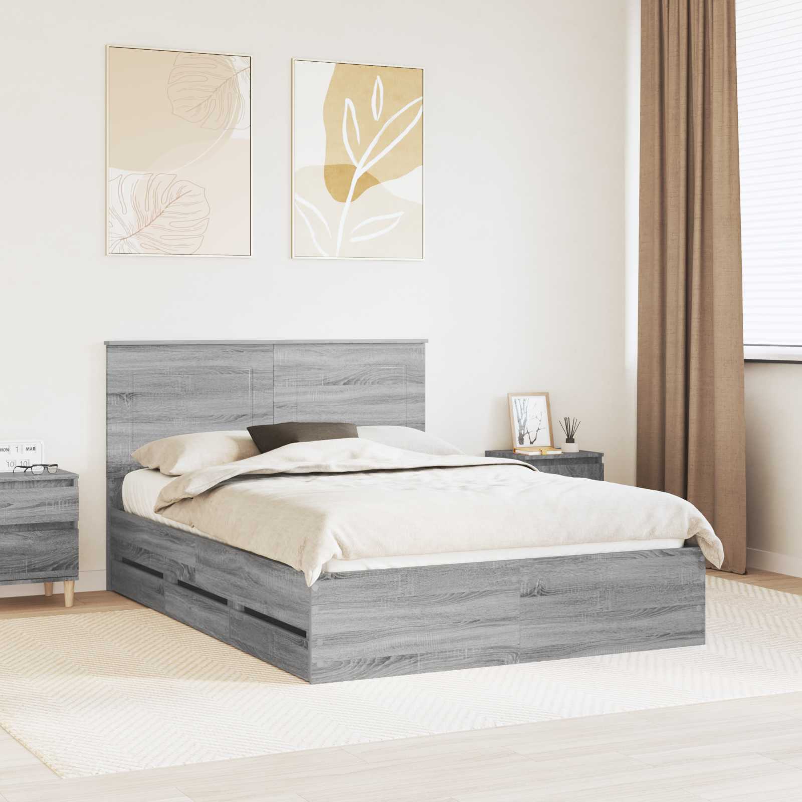 Bettrahmen Graues Sonoma 150 x 200 cm Ingenieurs Holz