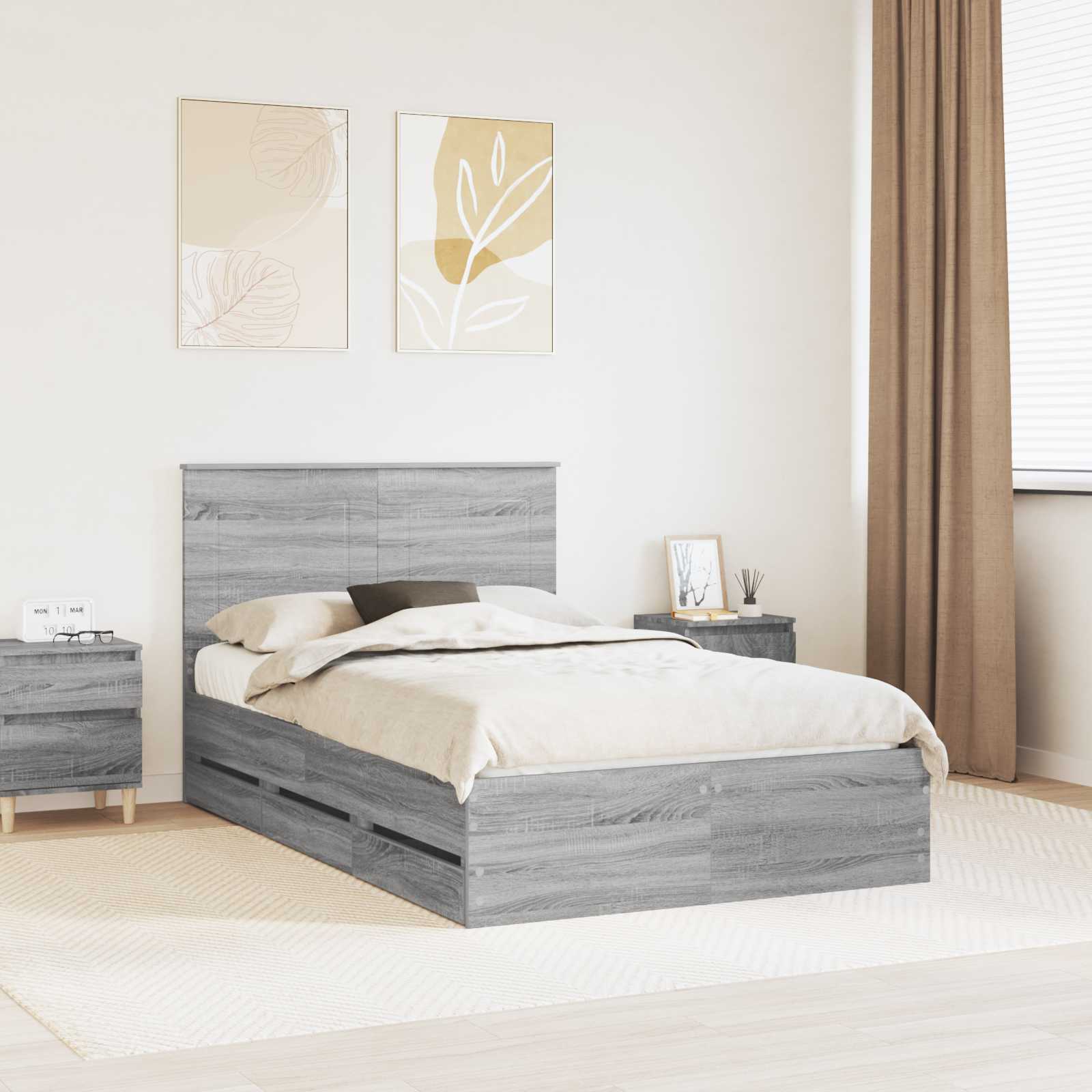 Bettrahmen Graues Sonoma 120 x 190 cm Ingenieurs Holz
