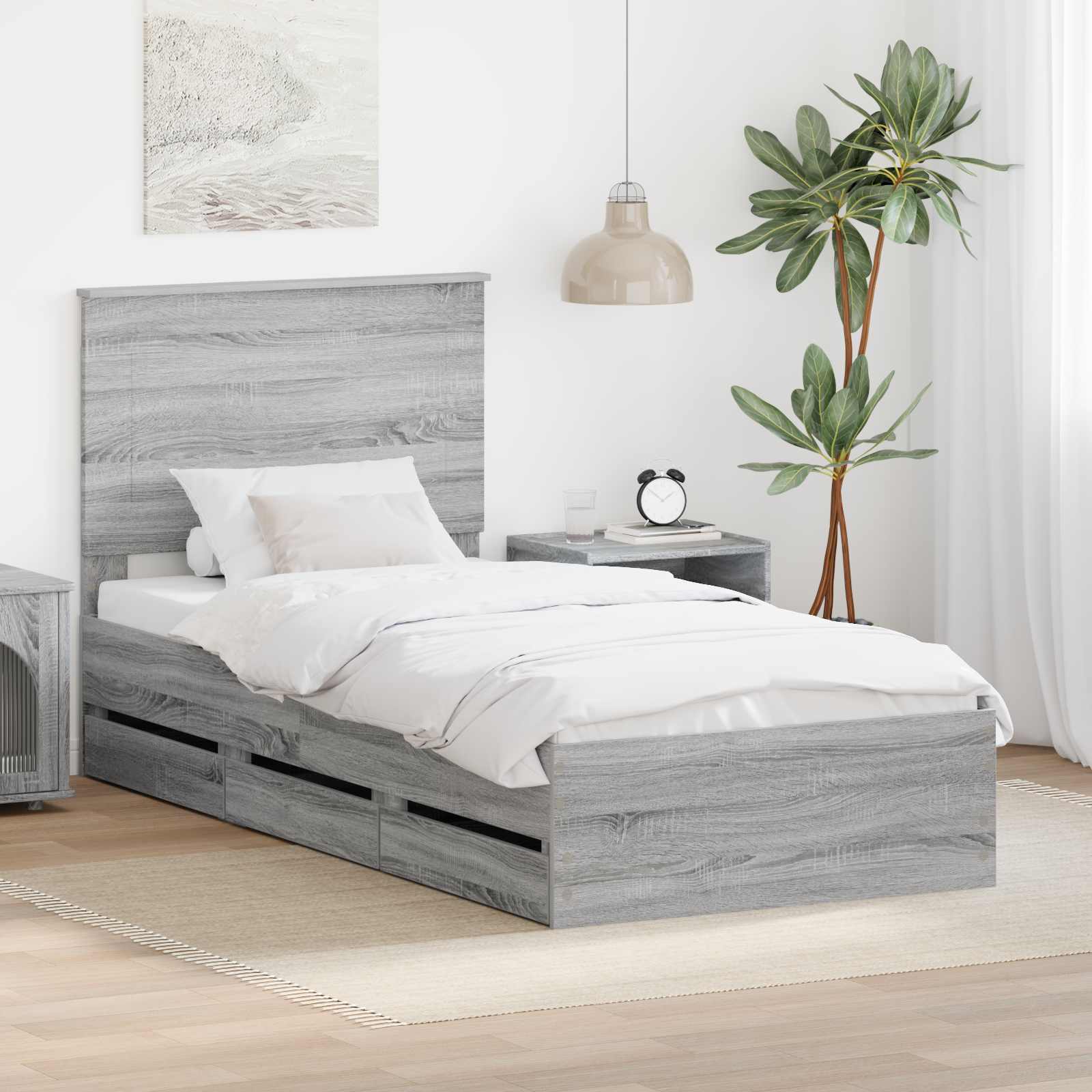 Bettrahmen Graues Sonoma 75 x 190 cm Ingenieurs Holz