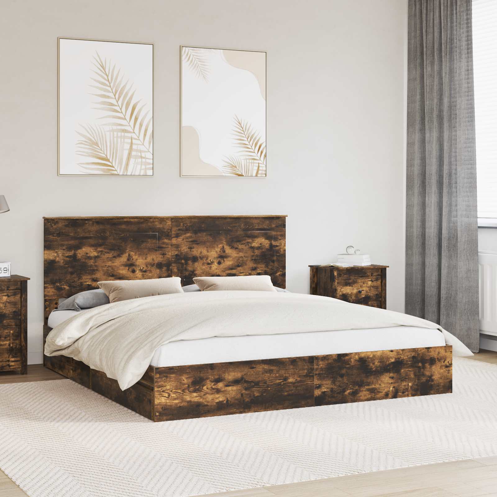 Aufbewahrungsbett Geräucherte Eiche 180 x 200 cm Holzwerkstoff