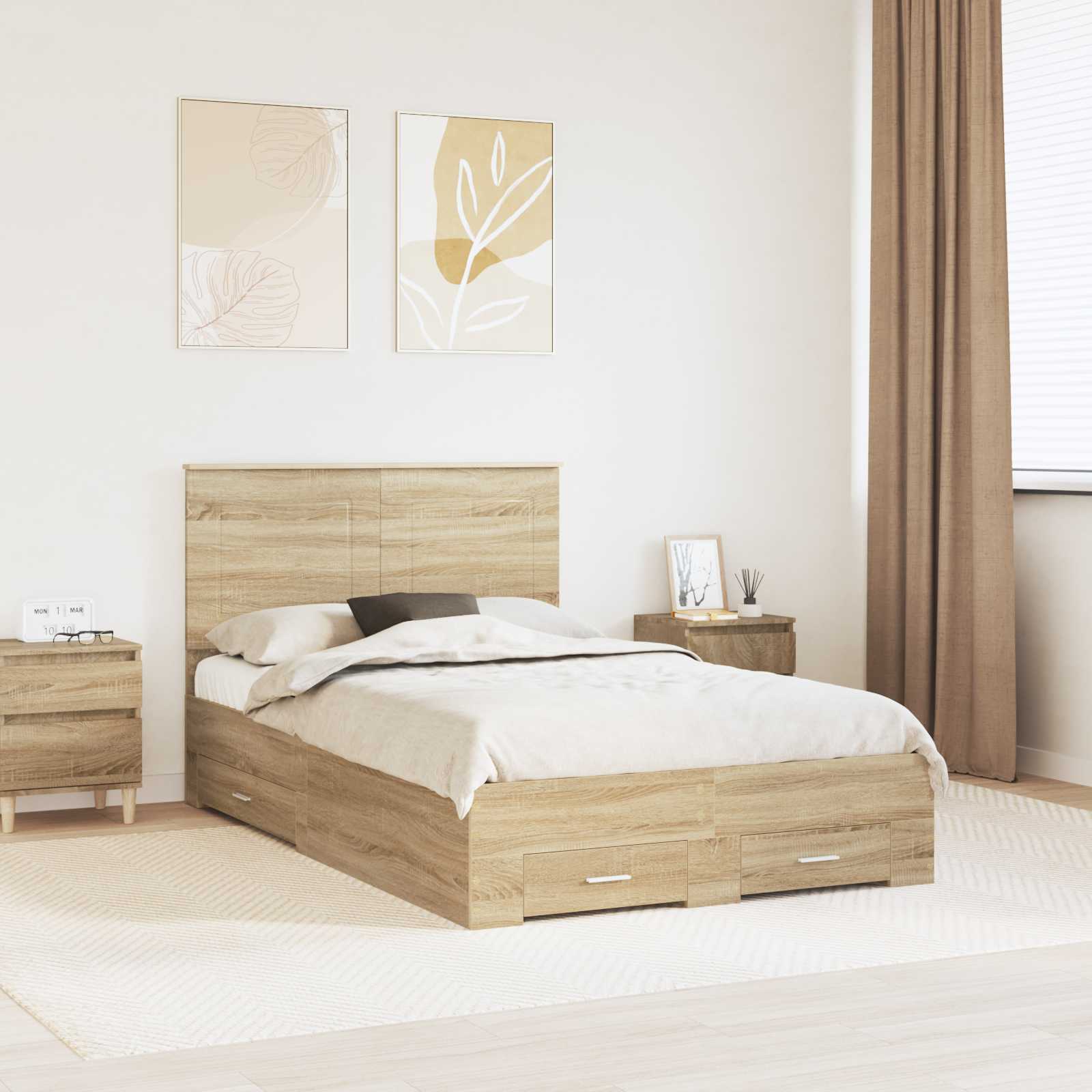 Bettrahmen mit Kopfteil Sonoma-Eiche 120 x 200 cm Holzwerkstoff