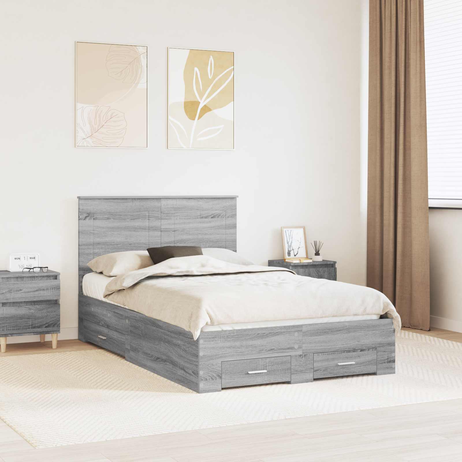 Bettrahmen Graues Sonoma 120 x 200 cm Holzwerkstoff