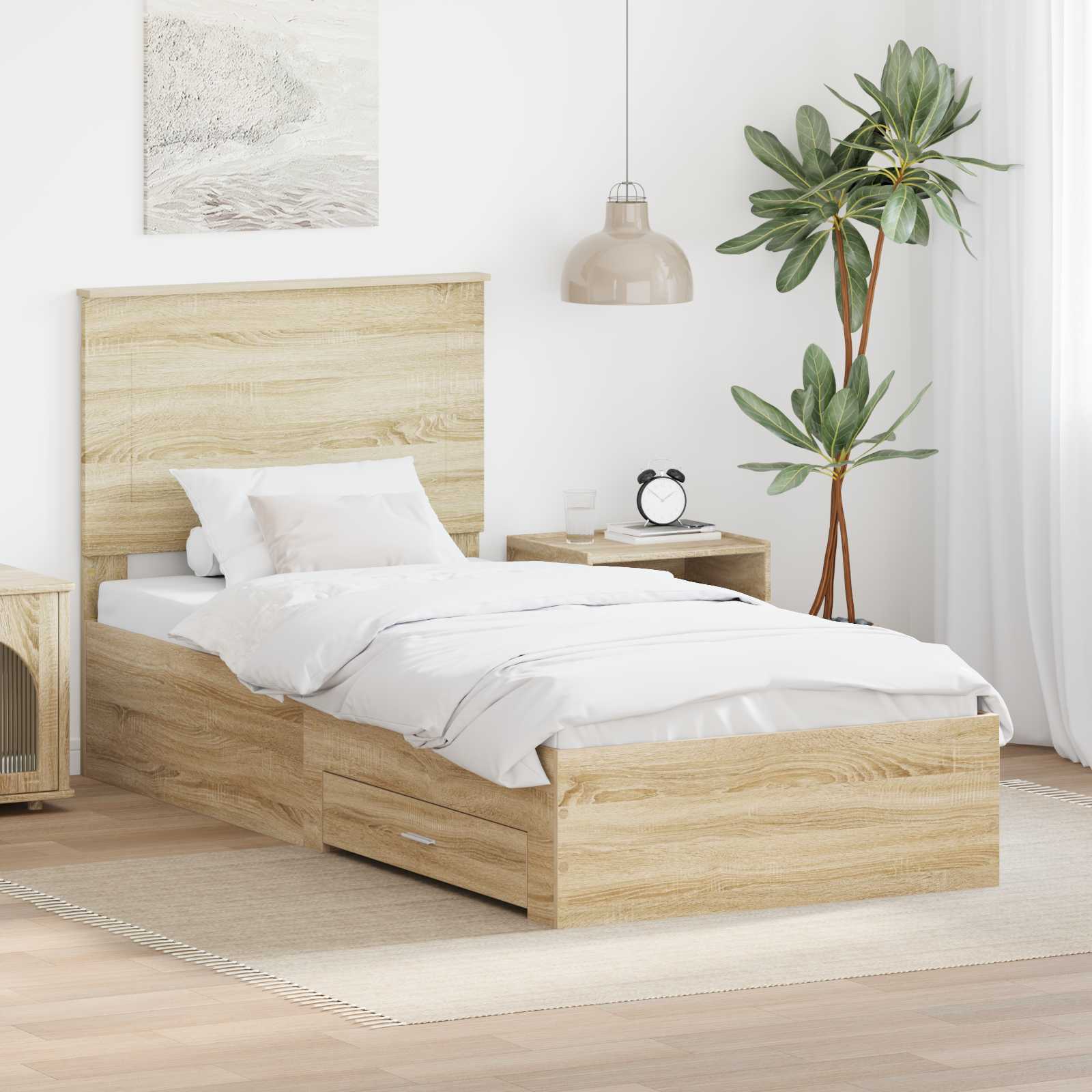Bettrahmen mit Kopfteil Sonoma-Eiche 100 x 200 cm Holzwerkstoff
