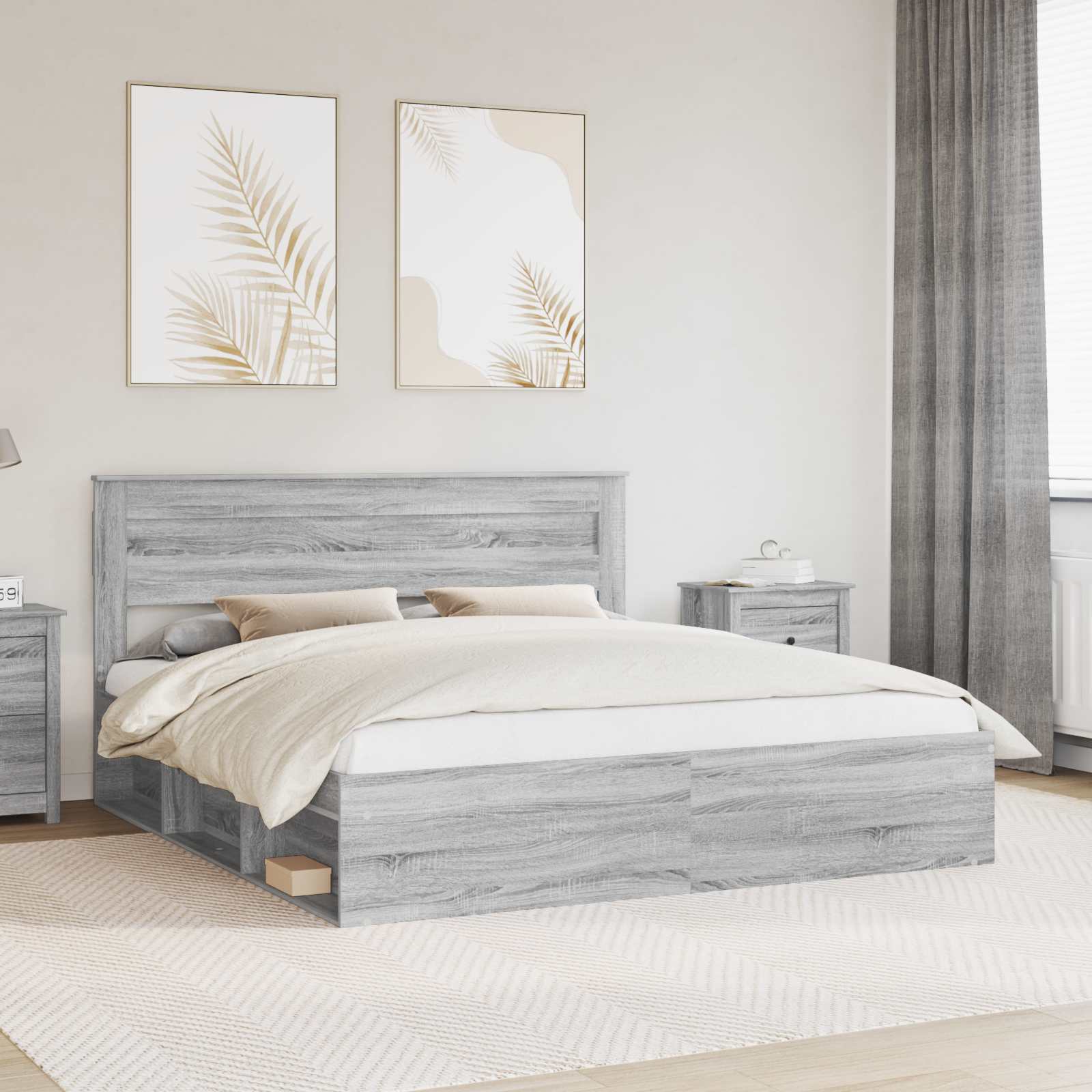 Bettrahmen Sonoma-Grau 200 x 200 cm Massives Kiefernholz