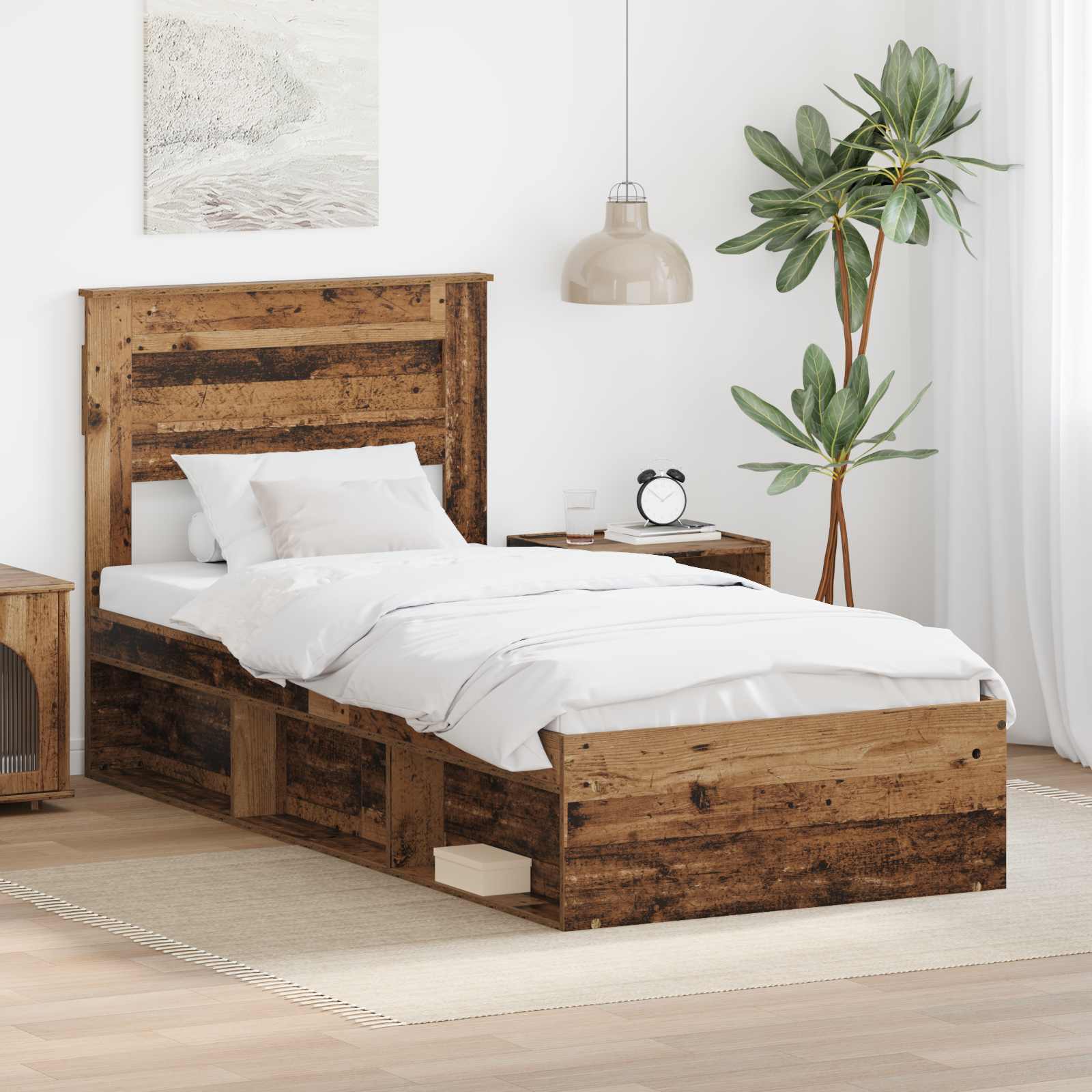 Bettrahmen Altholz 90 x 190 cm Massives Kiefernholz