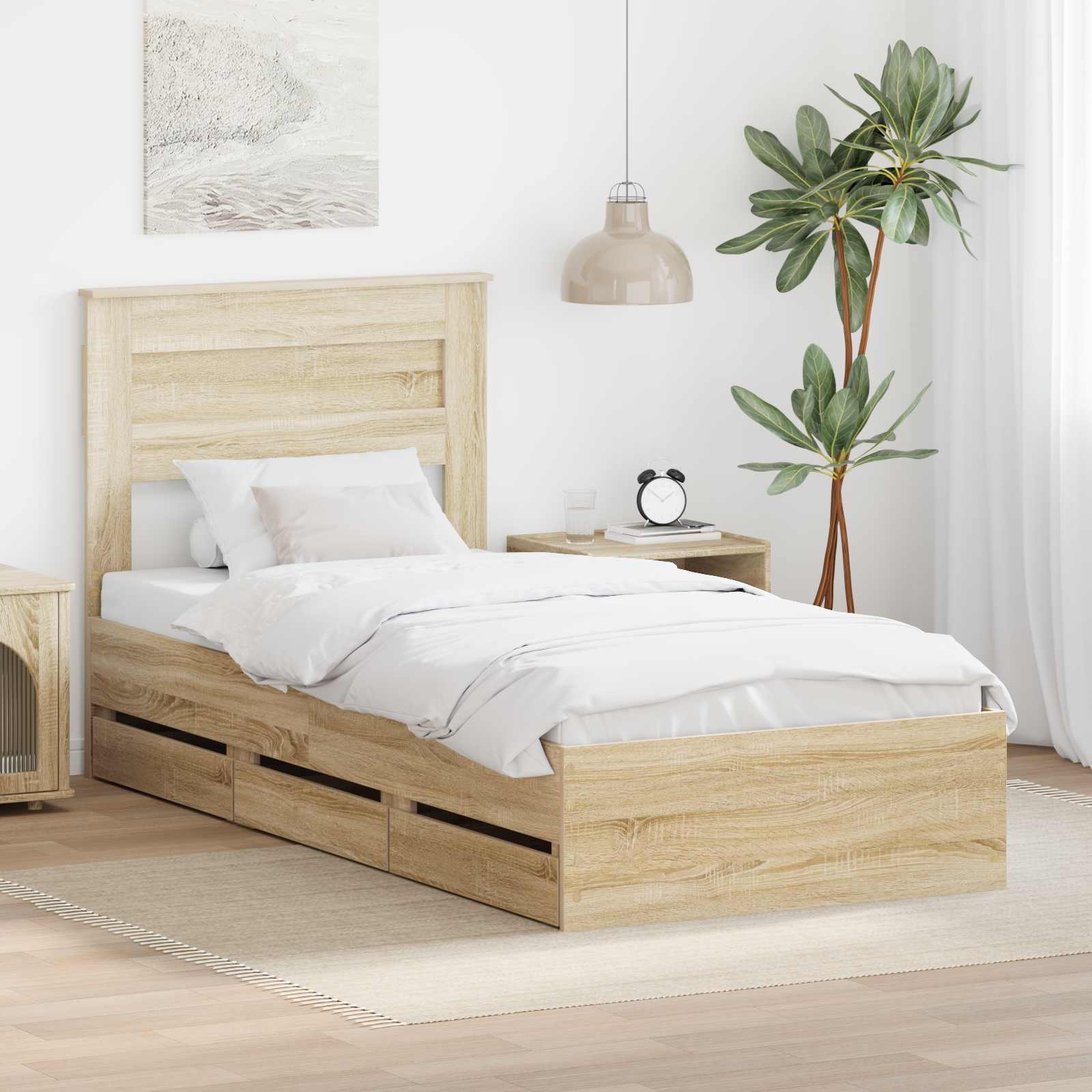Bettrahmen Sonoma-Eiche 100 x 200 cm Ingenieurs Holz