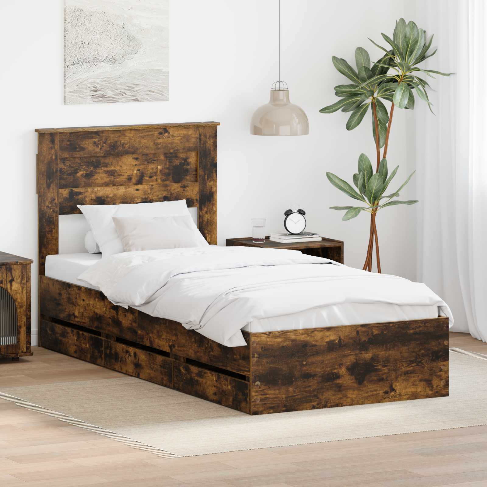 Bettrahmen Räuchereiche 100 x 200 cm Ingenieurs Holz