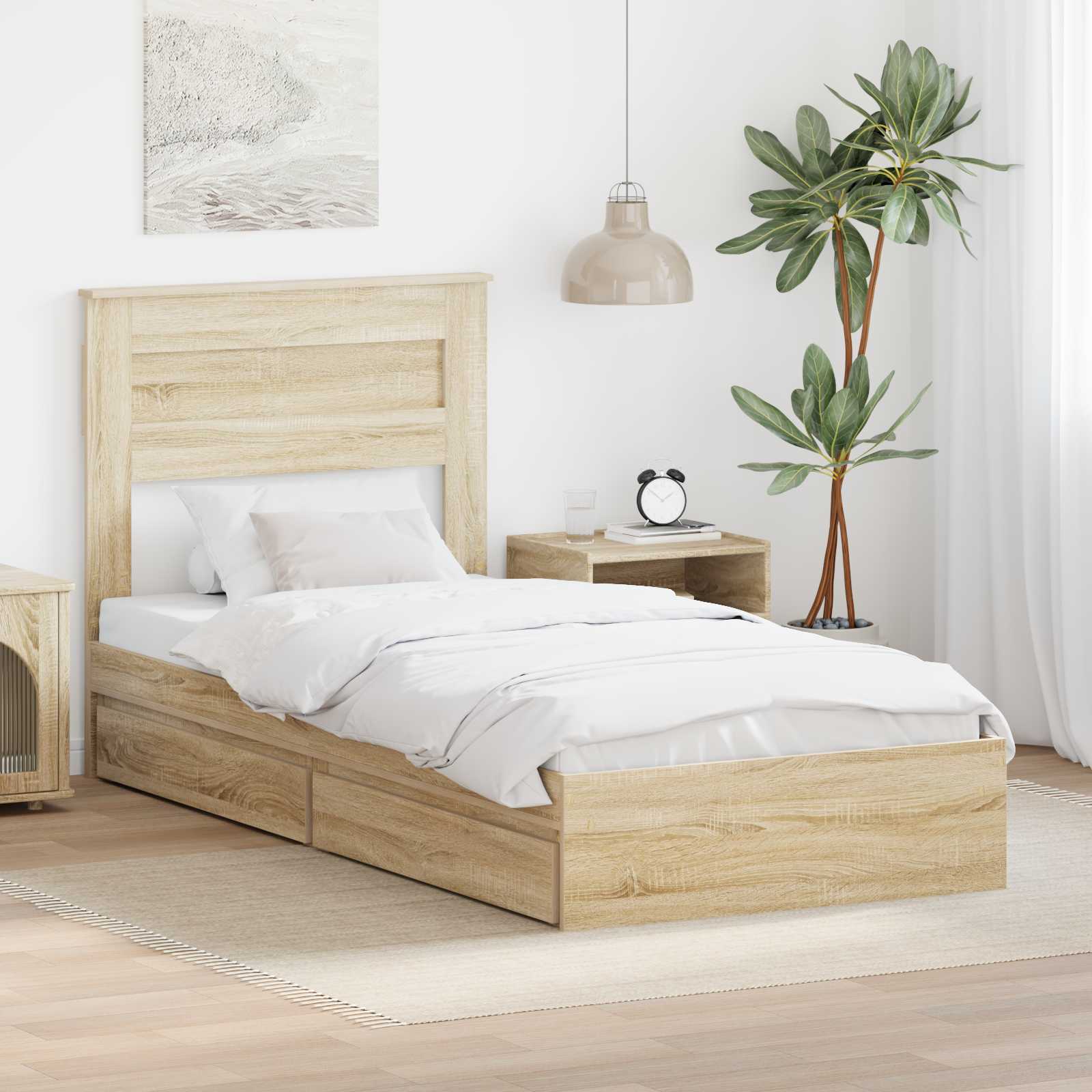 Aufbewahrungsbett Sonoma-Eiche 100 x 200 cm Holzwerkstoff