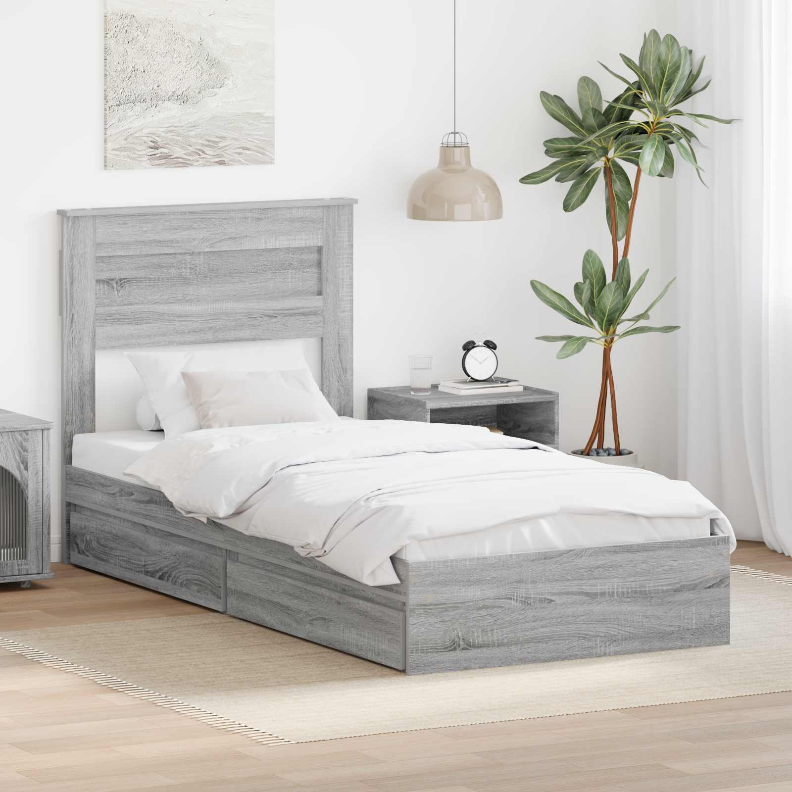 Aufbewahrungsbett Sonoma-Grau 100 x 200 cm Holzwerkstoff