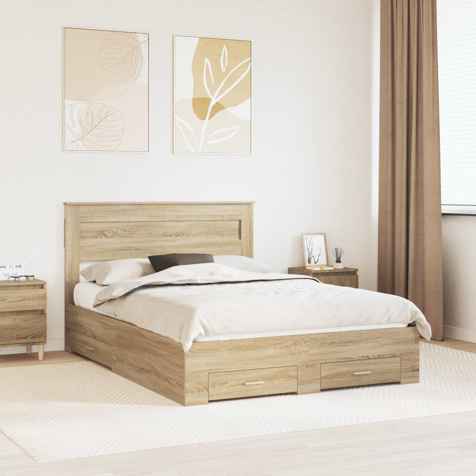Bettrahmen mit Kopfteil Sonoma-Eiche 140 x 190 cm Holzwerkstoff