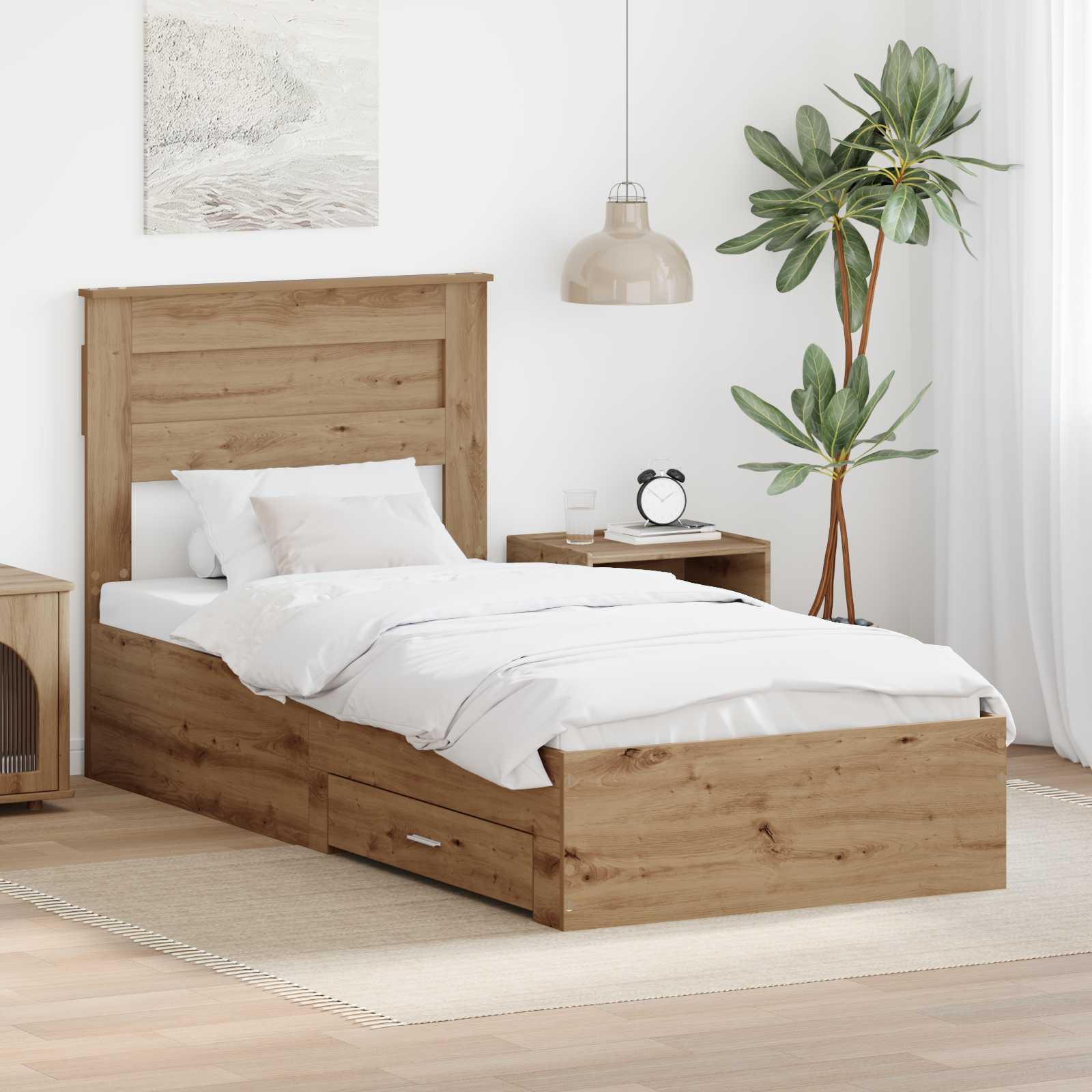 Bettrahmen Artisan-Eiche 100 x 200 cm Holzwerkstoff