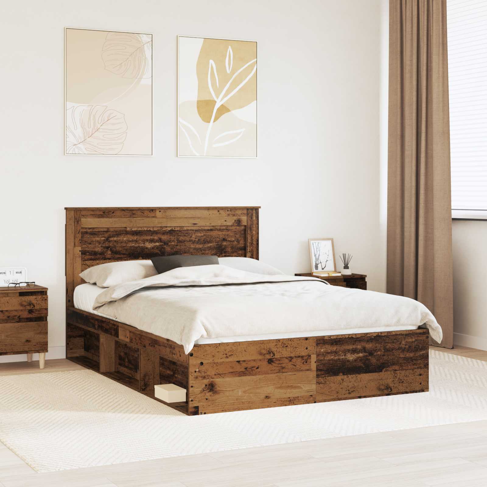 Bettrahmen Altholz 150 x 200 cm Massives Kiefernholz