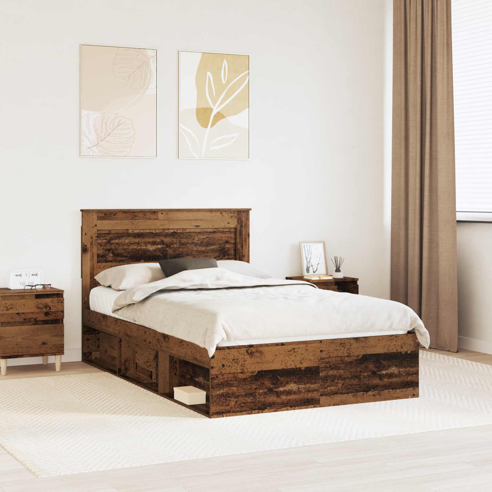 Bettrahmen Altholz 120 x 200 cm Massives Kiefernholz