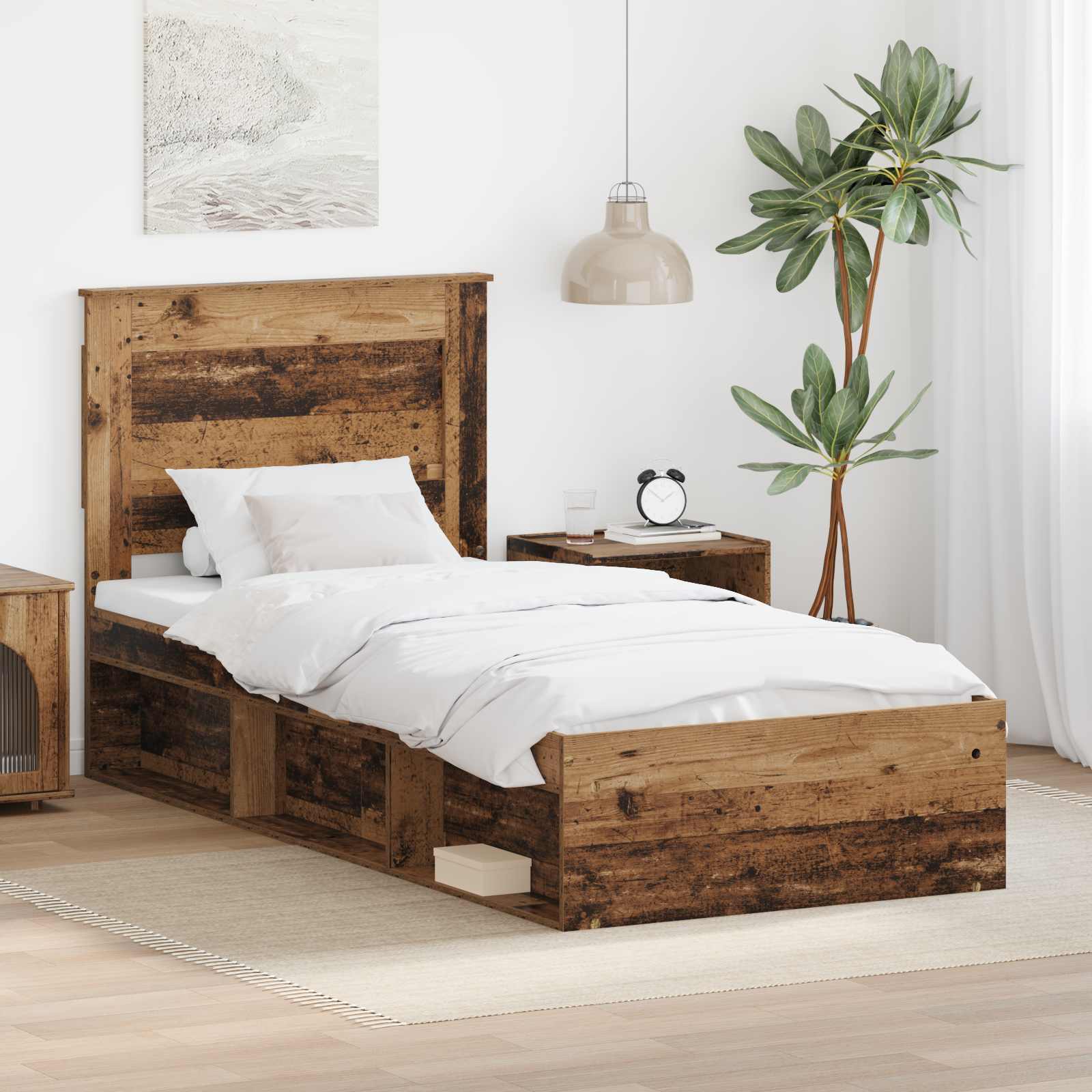 Bettrahmen Altholz 90 x 190 cm Massives Kiefernholz