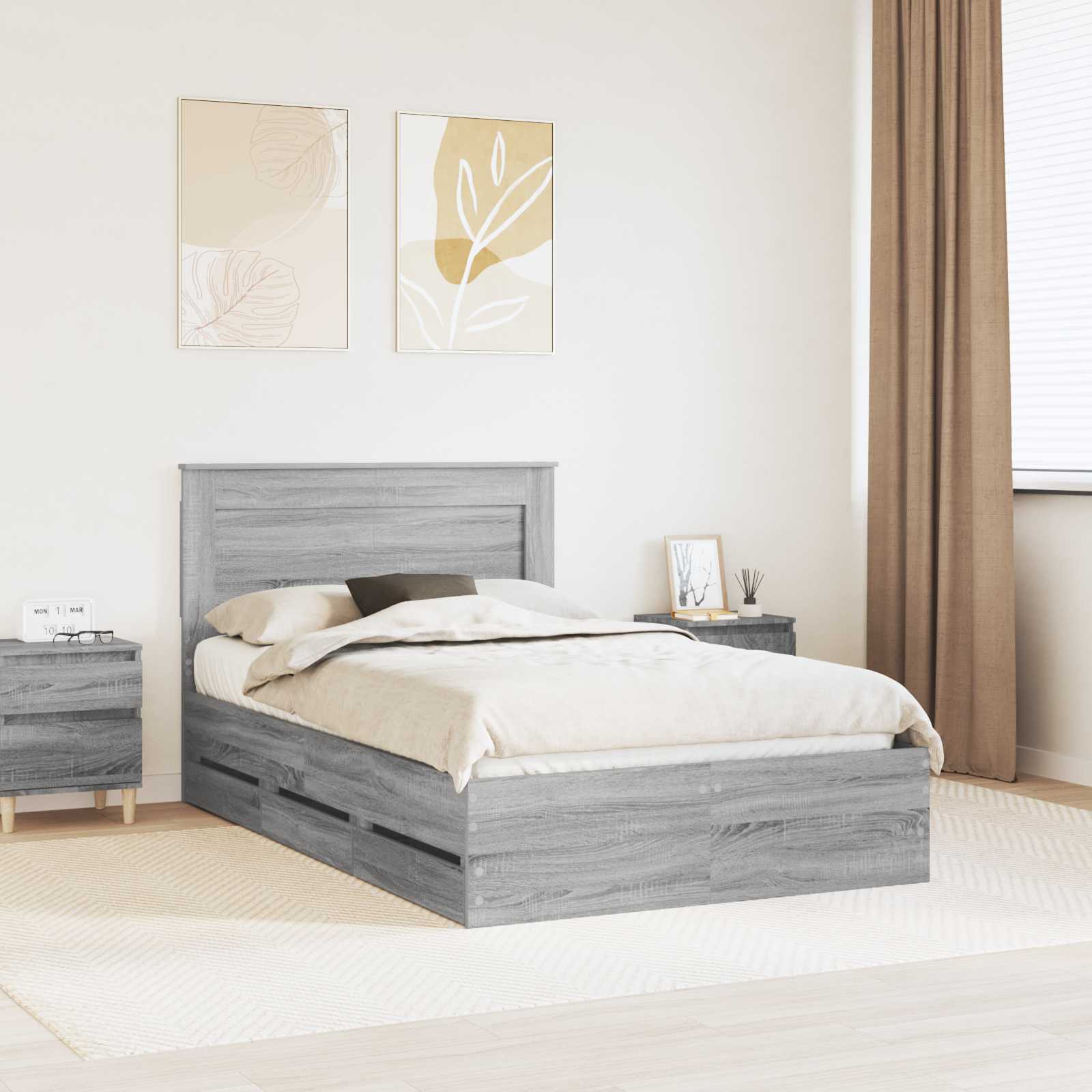 Bettrahmen Sonoma-Grau 120 x 190 cm Ingenieurs Holz