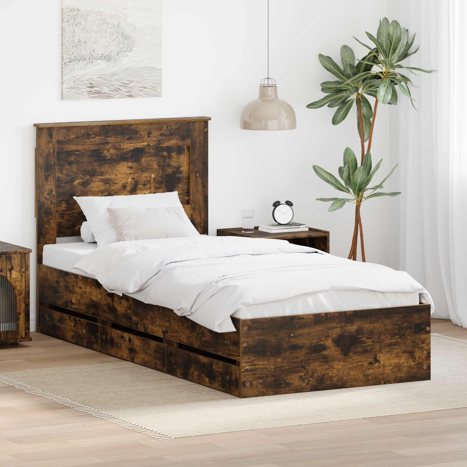 Bettrahmen Räuchereiche 90 x 200 cm Ingenieurs Holz