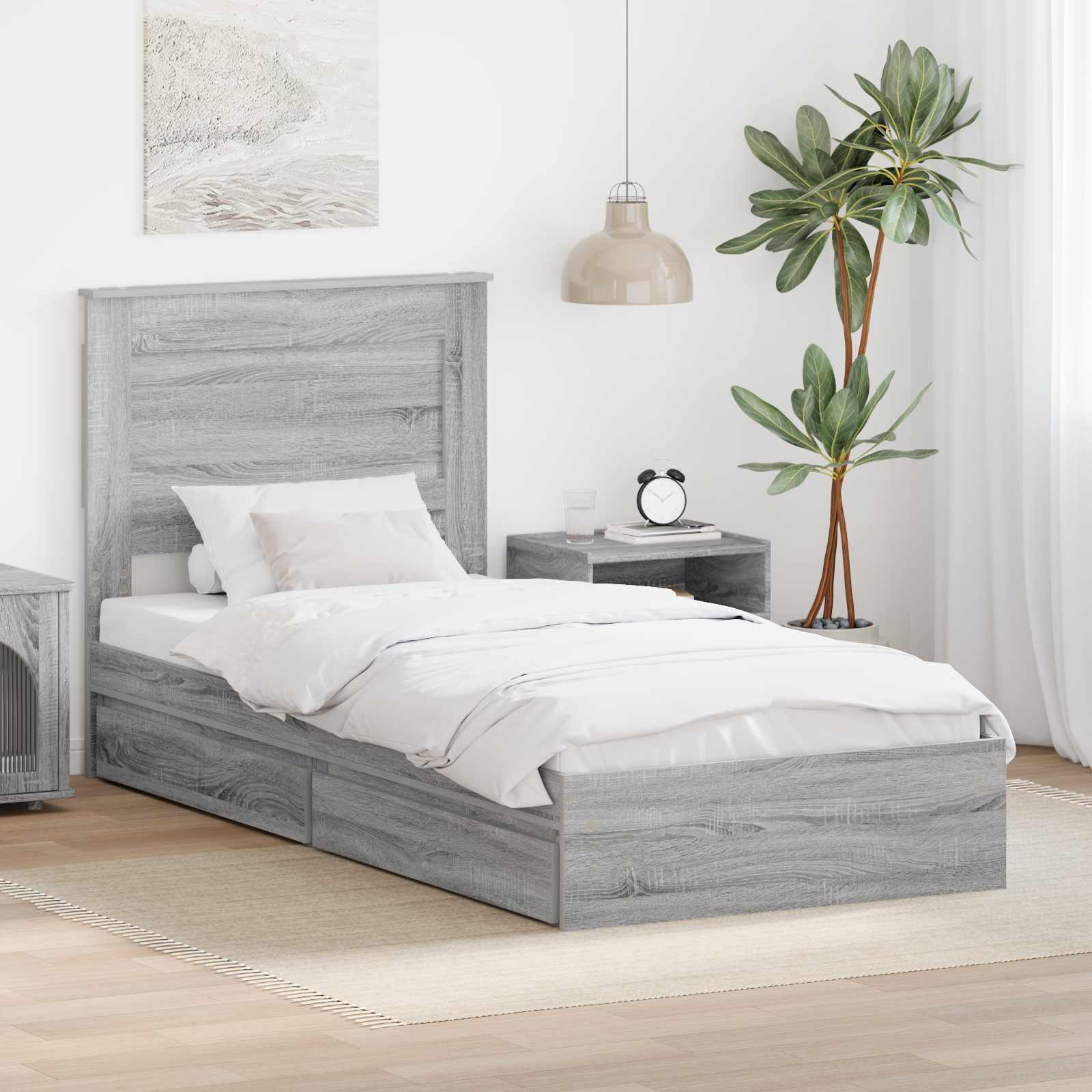 Aufbewahrungsbett Graues Sonoma 75 x 190 cm Holzwerkstoff
