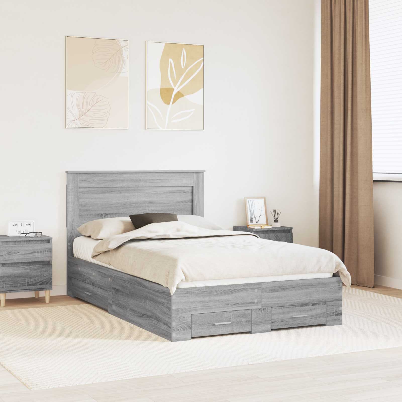 Bettrahmen Graues Sonoma 120 x 190 cm Holzwerkstoff