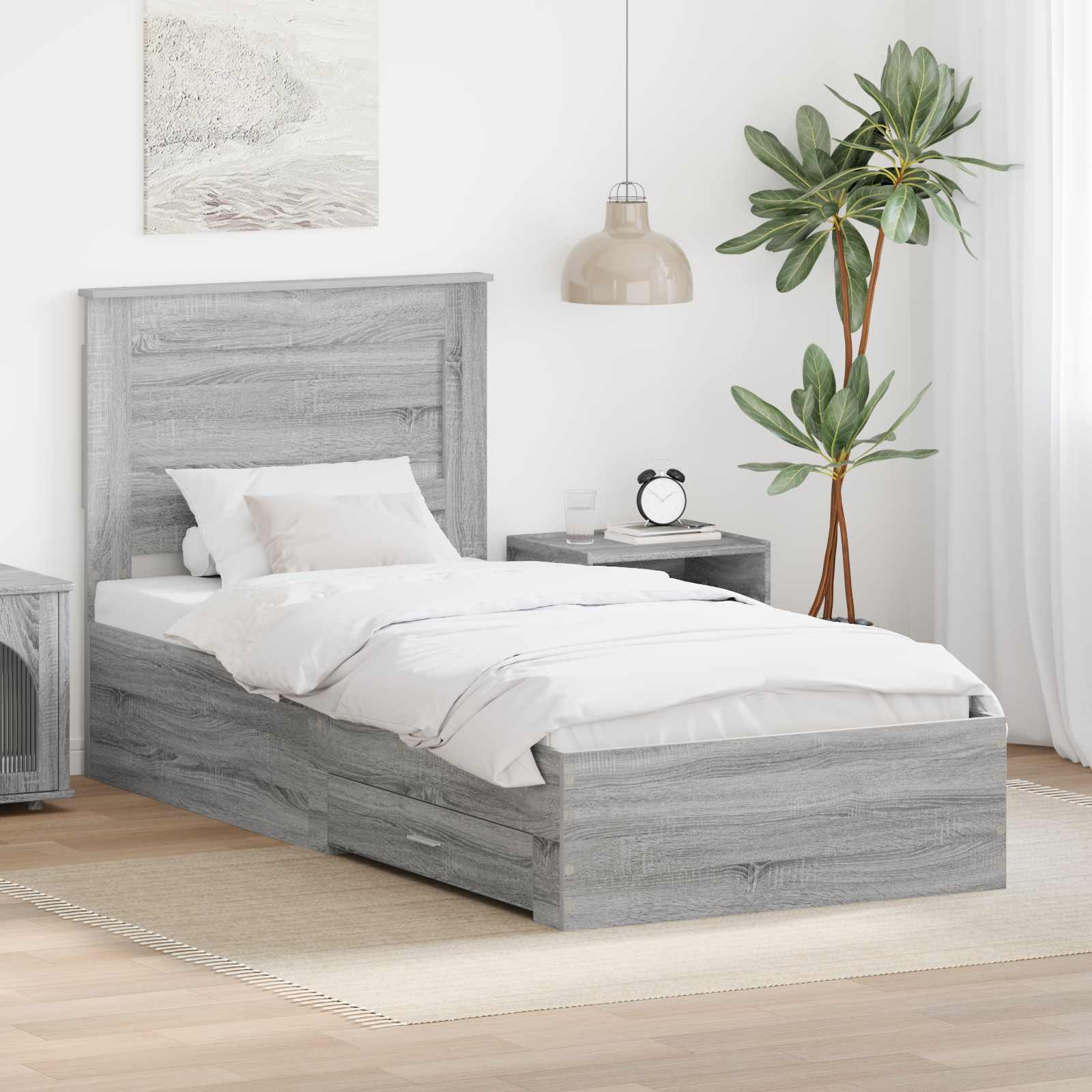Bettrahmen Graues Sonoma 100 x 200 cm Holzwerkstoff