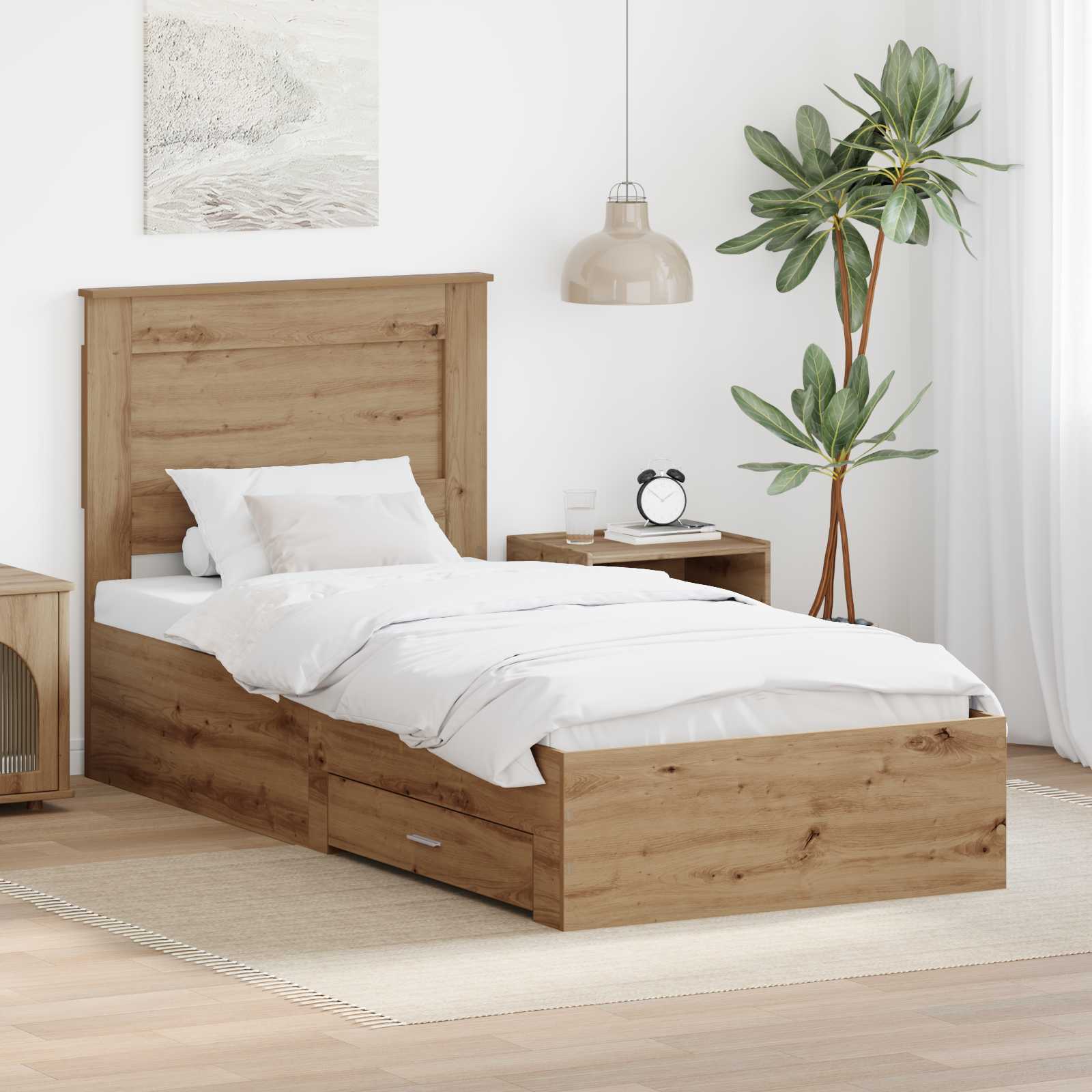 Bettrahmen Artisan-Eiche 100 x 200 cm Holzwerkstoff