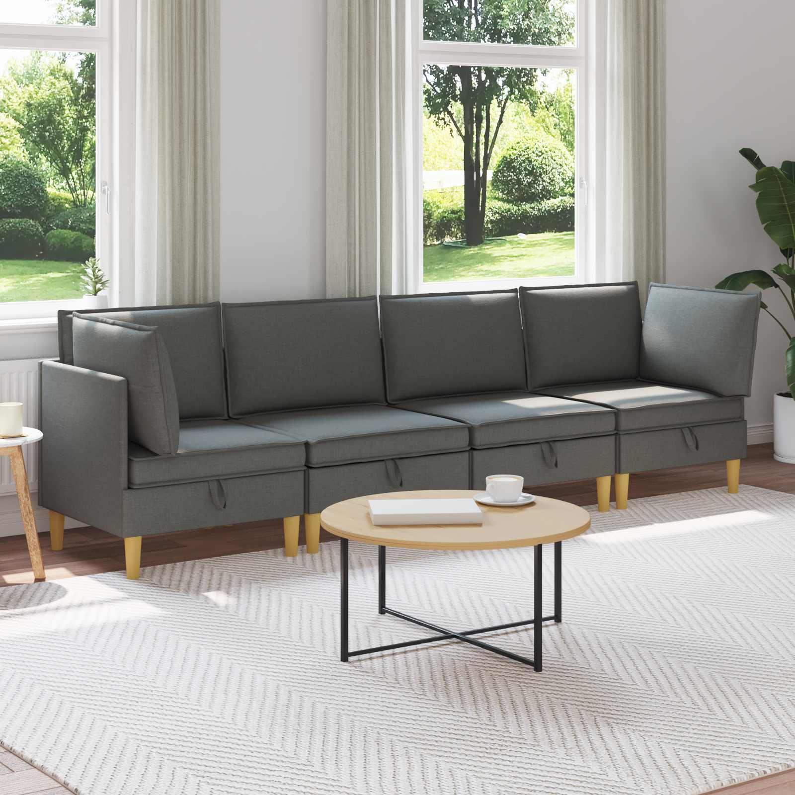 Modular Sofa Set with Storage 4 stk. Dunkelgrau Stoff