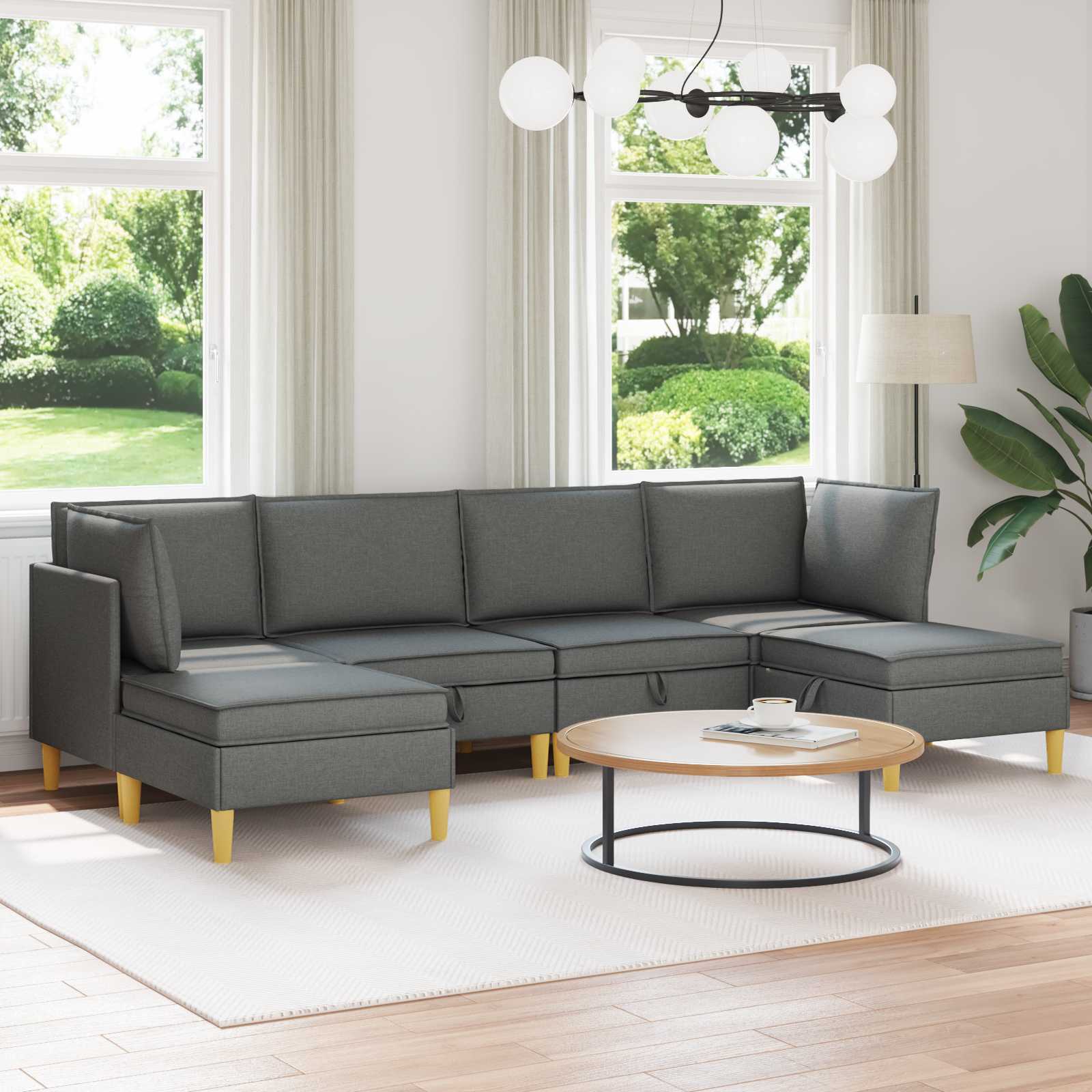Modular Sofa Set with Storage 6 stk. Dunkelgrau Stoff