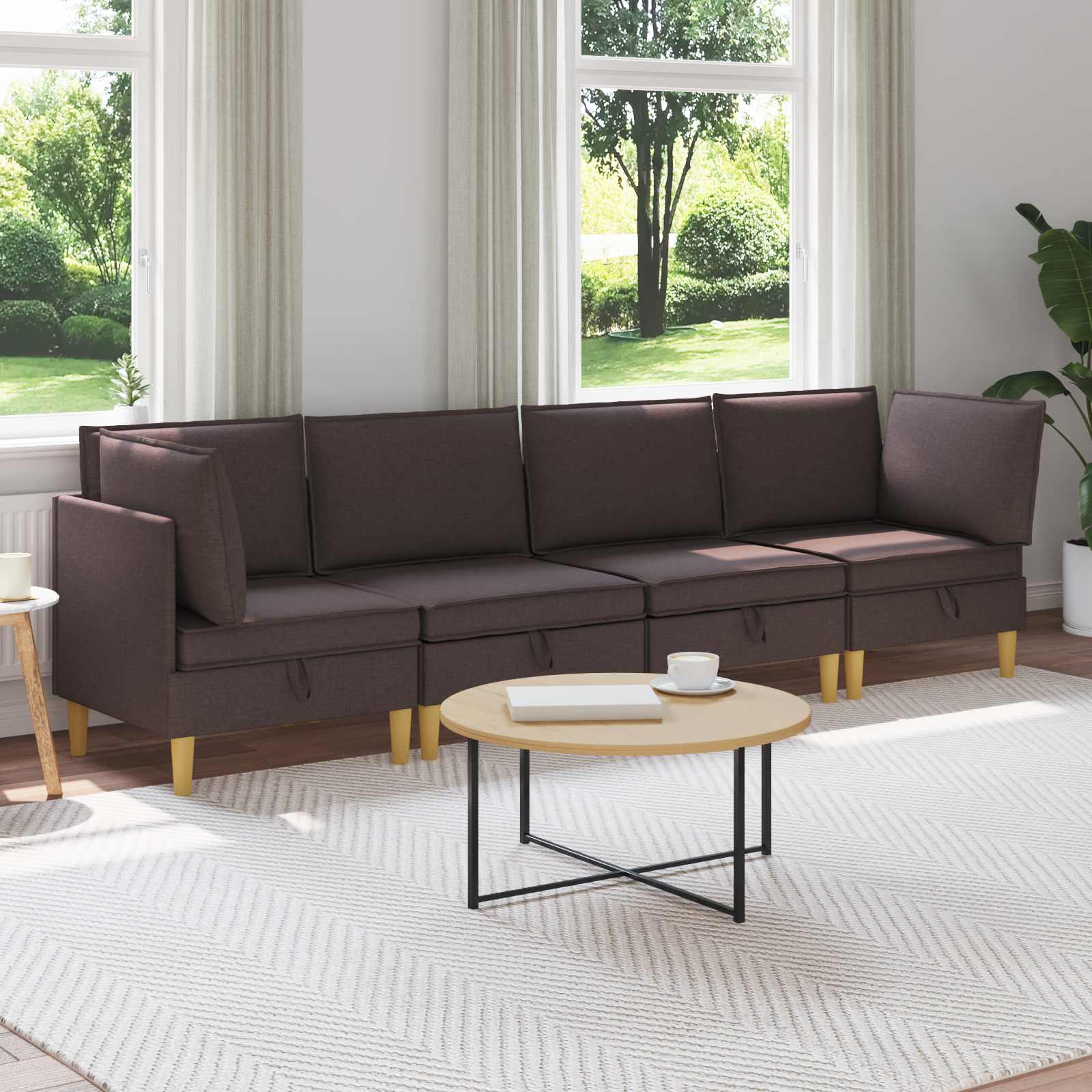 Modular Sofa Set with Storage 4 stk. Dunkelbraun Stoff