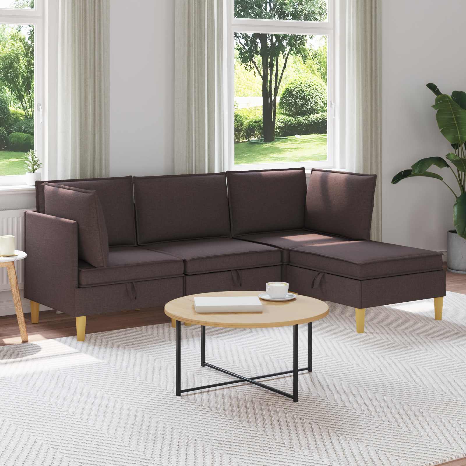 Modular Sofa Set with Storage 4 stk. Dunkelbraun Stoff