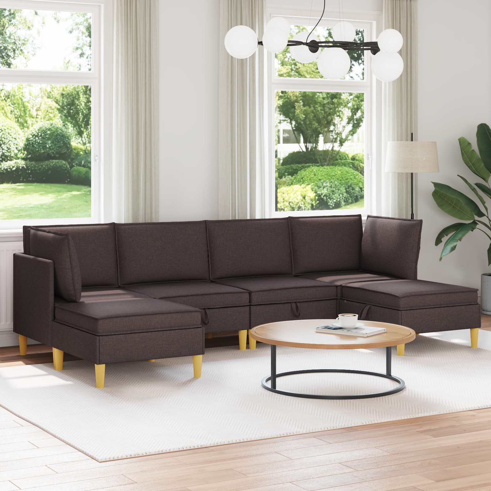 Modular Sofa Set with Storage 6 stk. Dunkelbraun Stoff