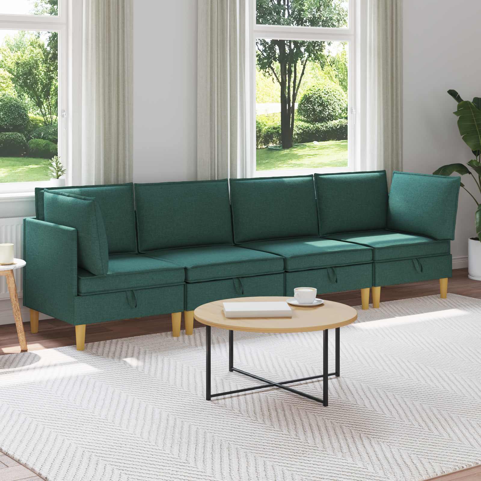 Modular Sofa Set with Storage 4 stk. Dunkelgrün Stoff