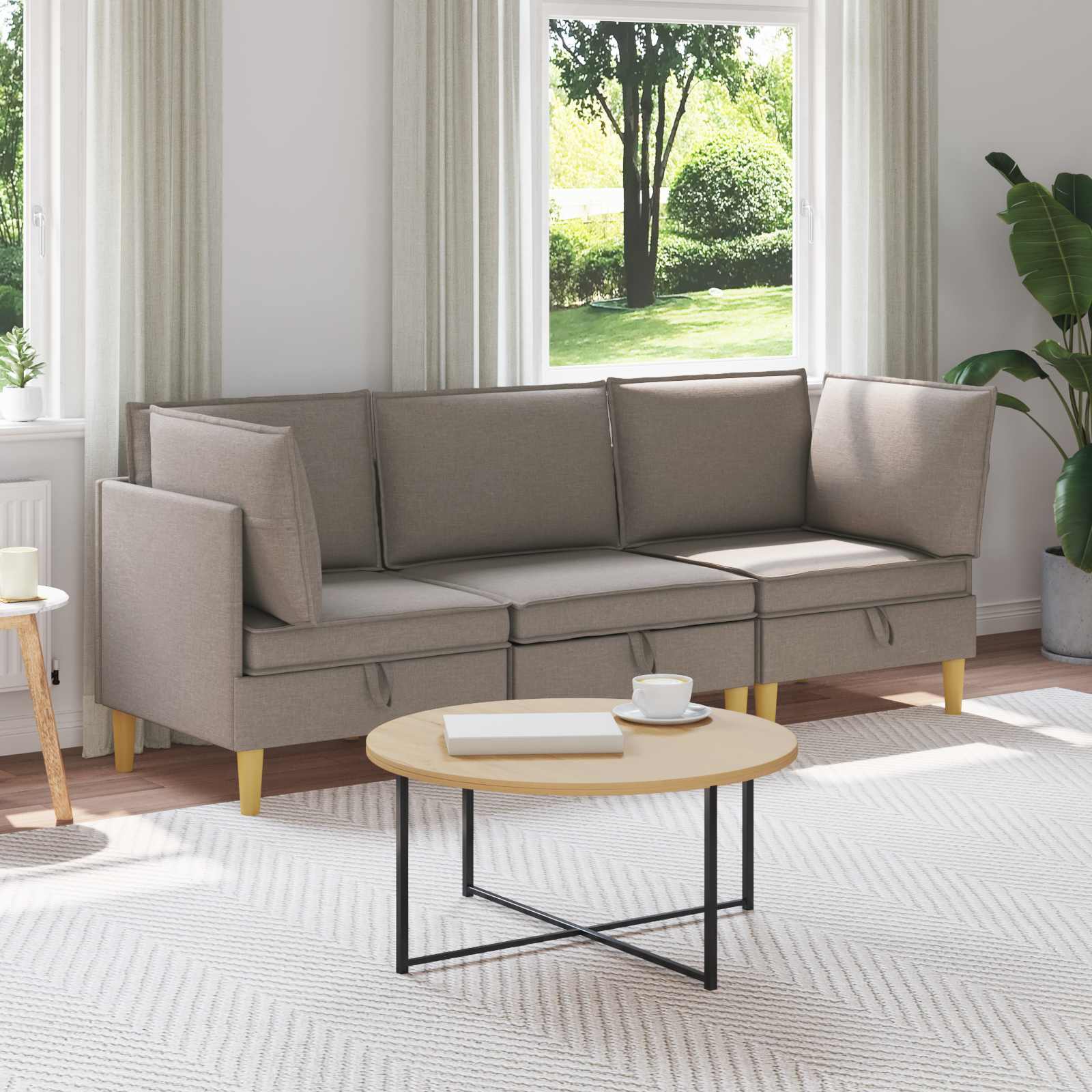 Modular Sofa Set with Storage 3 stk. Taupe Stoff