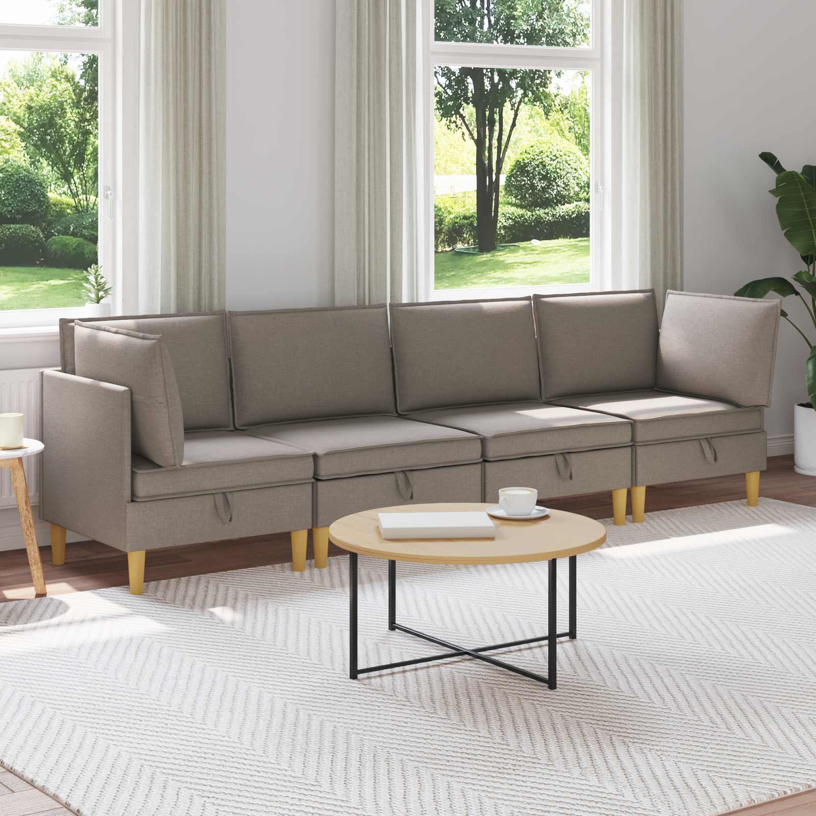 Modular Sofa Set with Storage 4 stk. Taupe Stoff