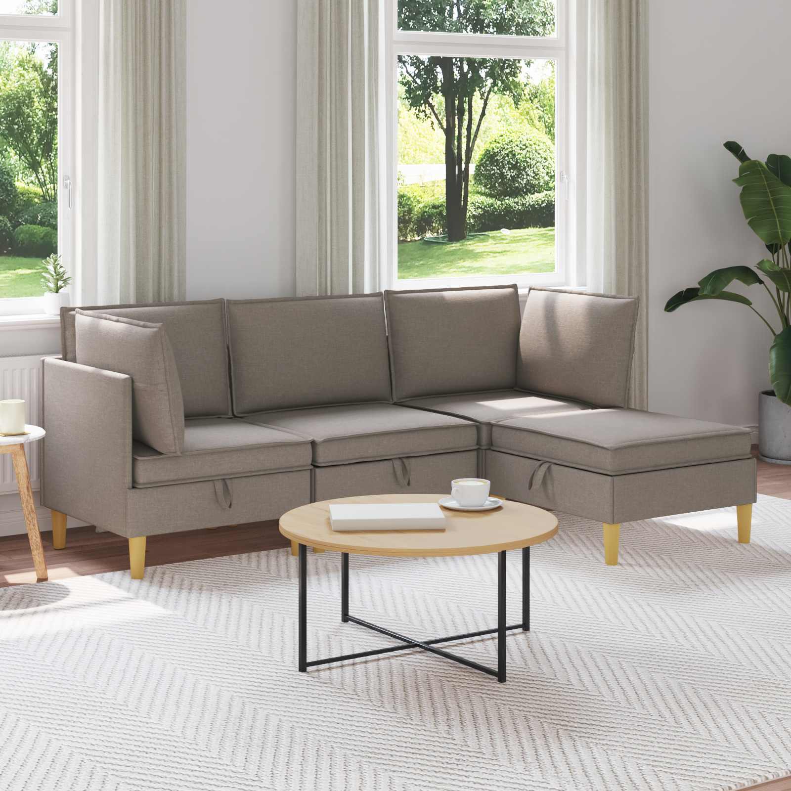 Modular Sofa Set with Storage 4 stk. Taupe Stoff