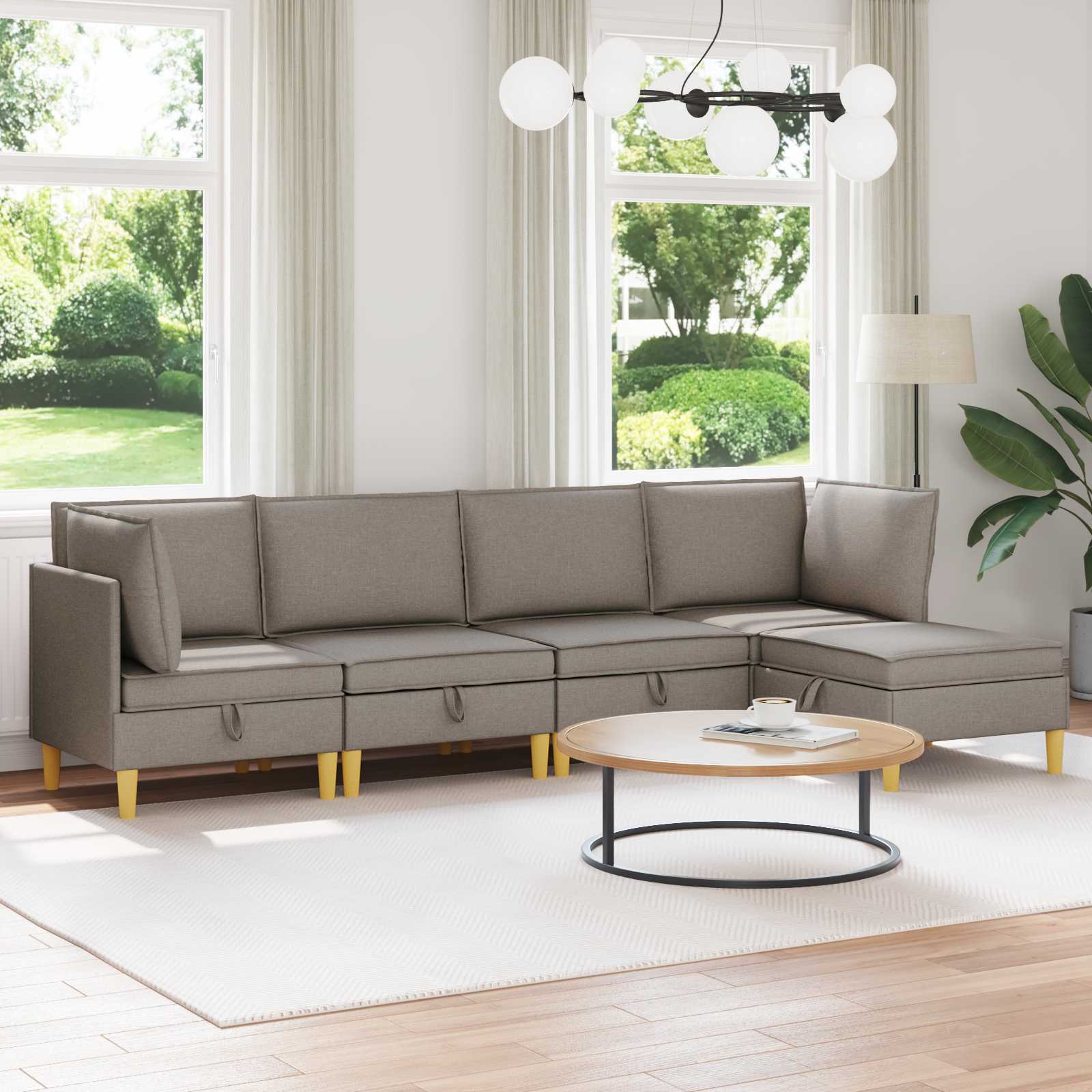 Modular Sofa Set with Storage 5 stk. Taupe Stoff