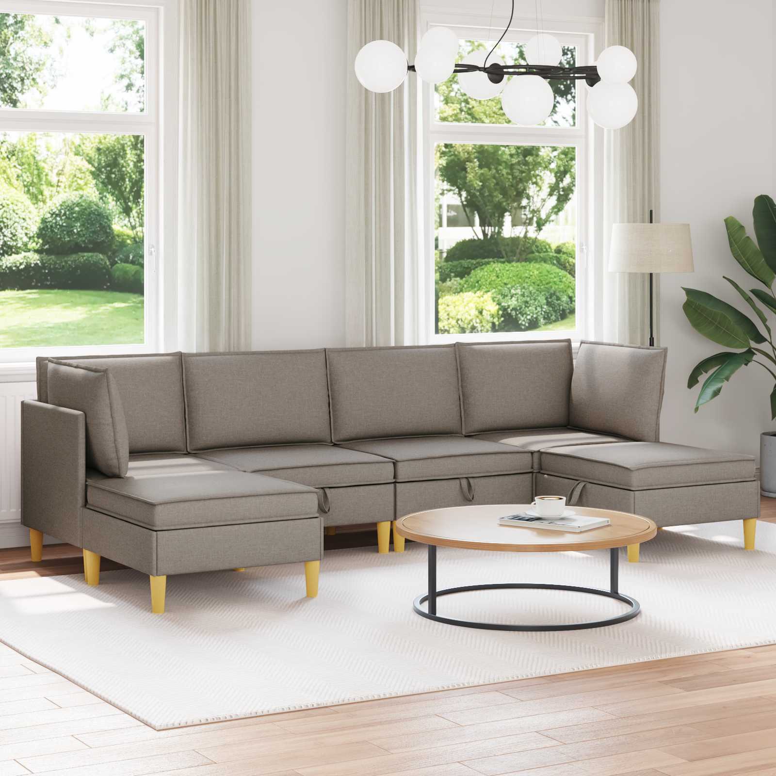 Modular Sofa Set with Storage 6 stk. Taupe Stoff