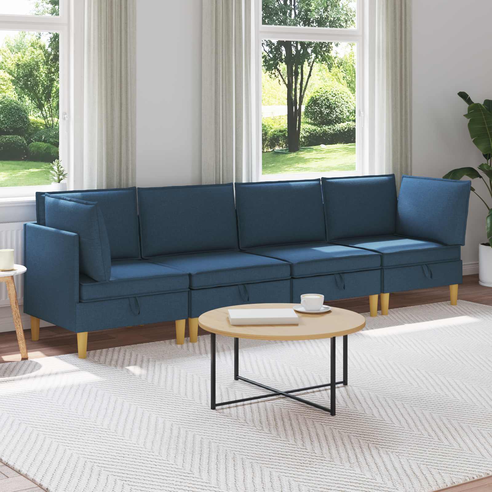 Modular Sofa Set with Storage 4 stk. Blau Stoff