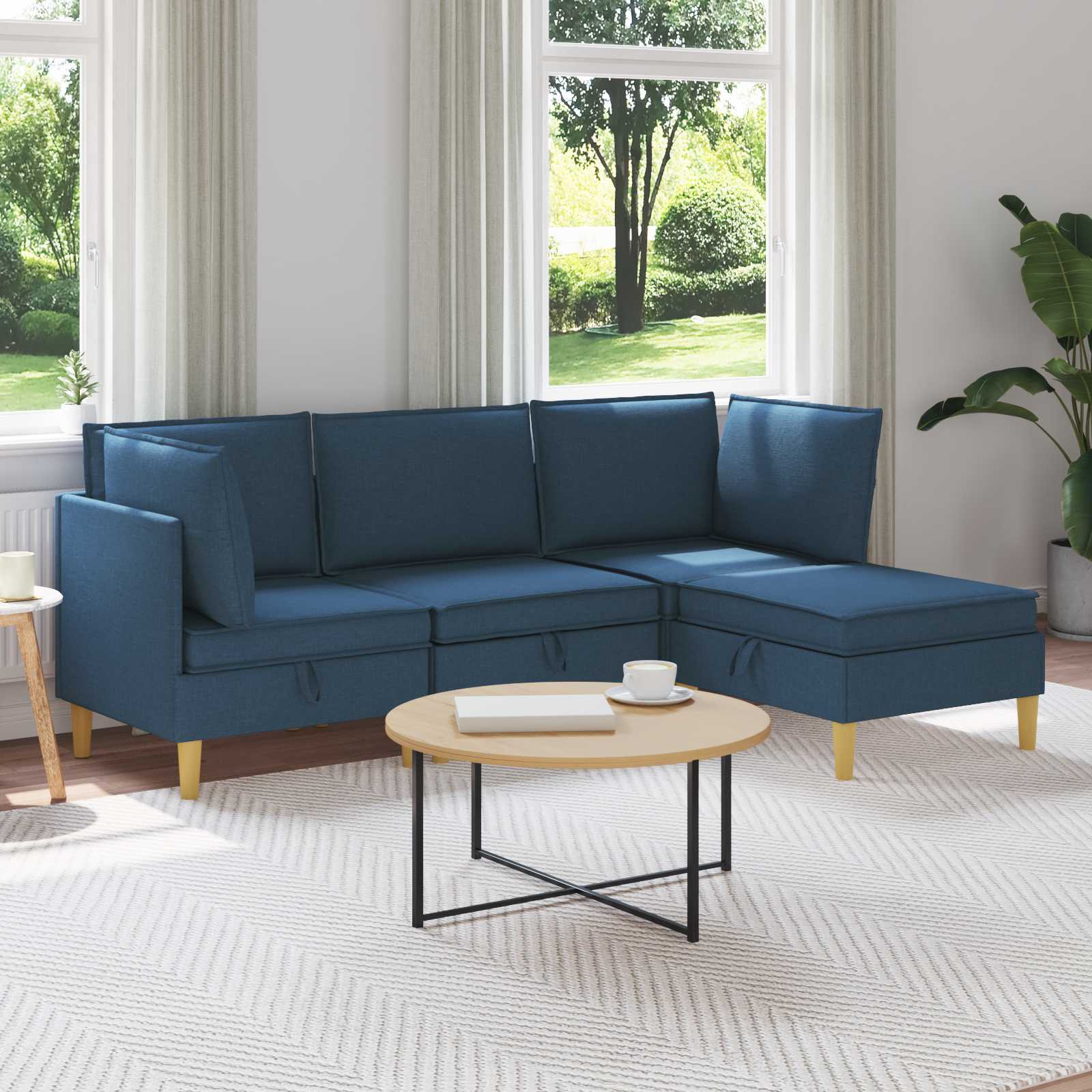 Modular Sofa Set with Storage 4 stk. Blau Stoff
