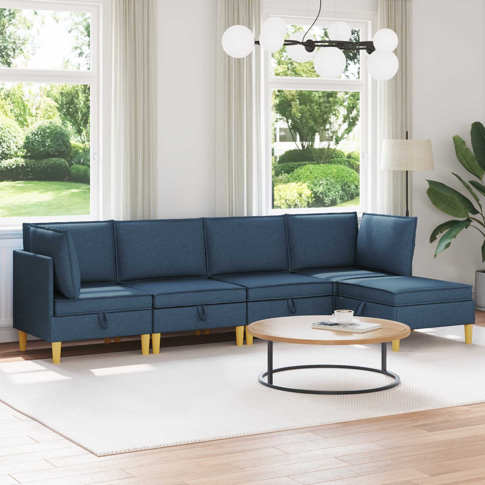 Modular Sofa Set with Storage 5 stk. Blau Stoff