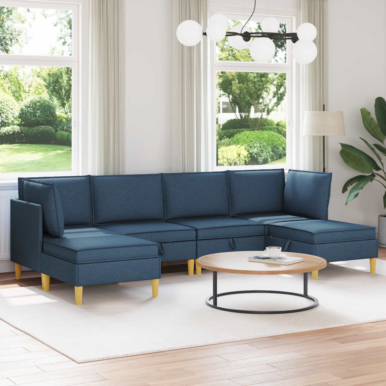 Modular Sofa Set with Storage 6 stk. Blau Stoff
