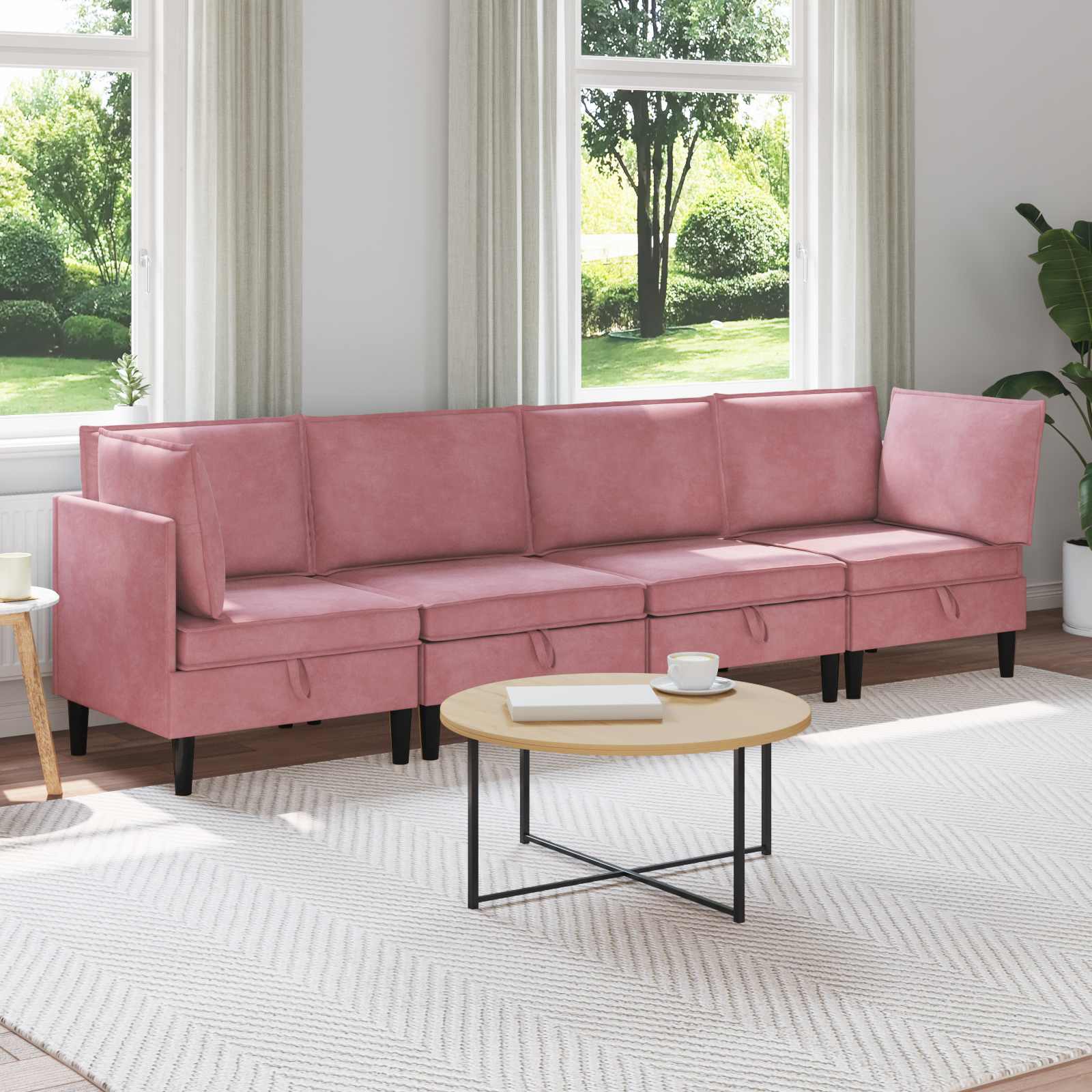 Wohnzimmergarnitur 4 stk. Rosa Samt