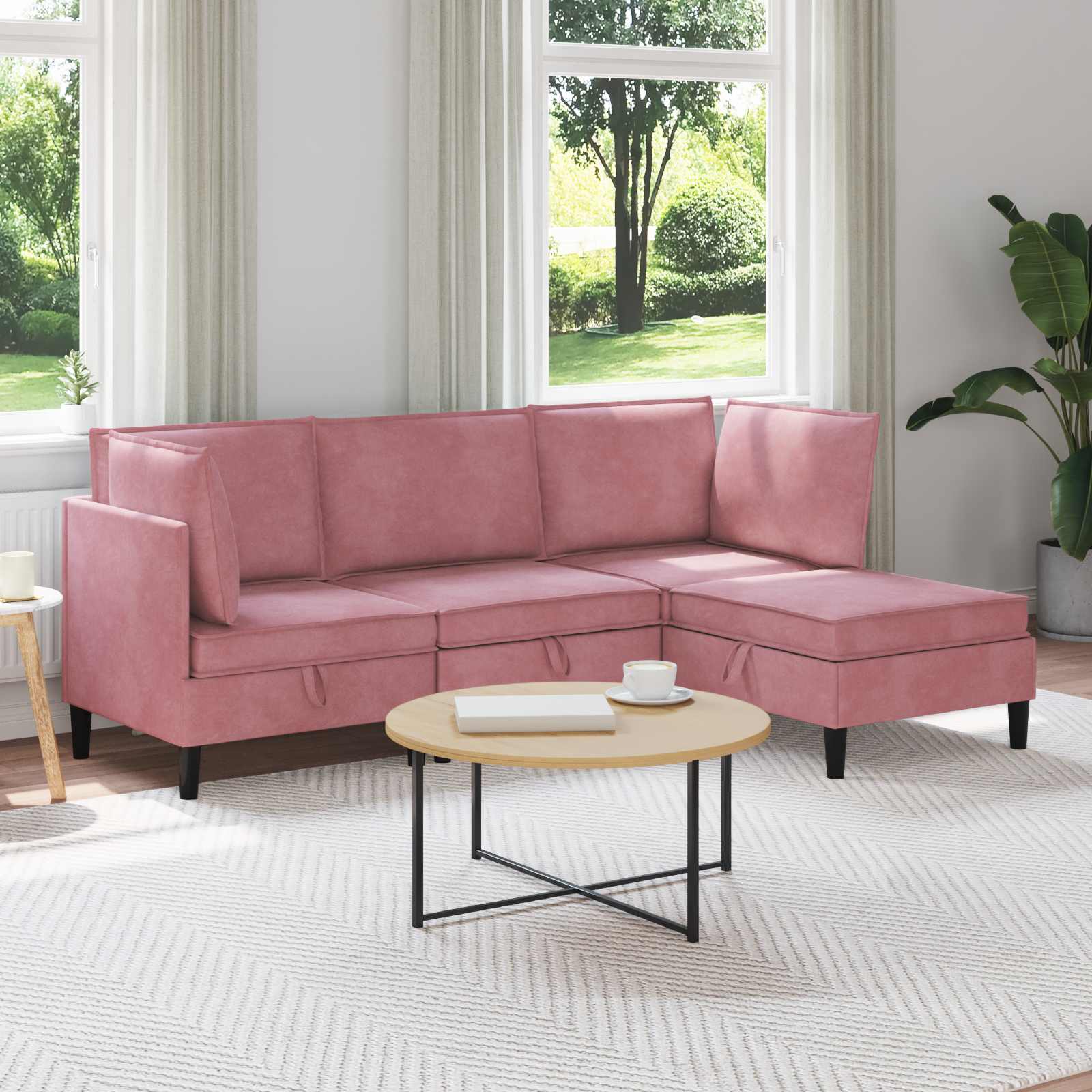 Wohnzimmergarnitur 4 stk. Rosa Samt