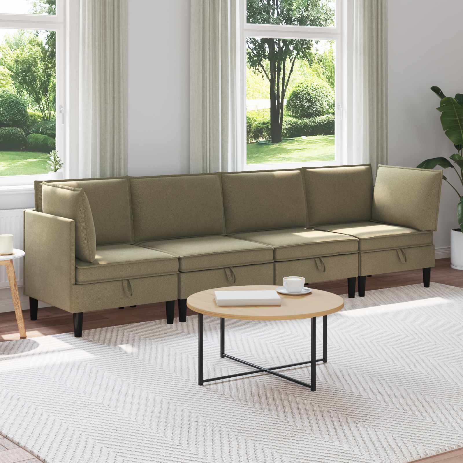 Wohnzimmergarnitur 4 stk. Khaki Stoff