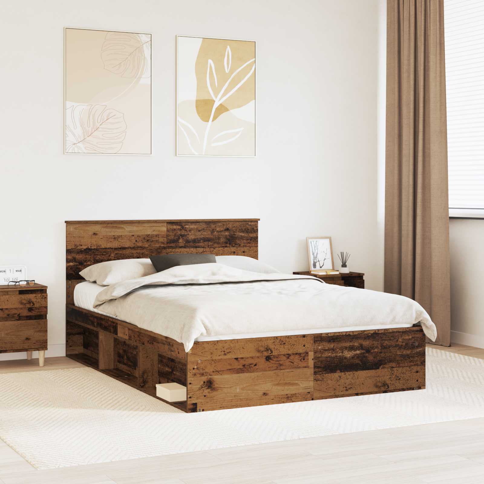 Bettrahmen Altholz 135 x 190 cm Massives Kiefernholz