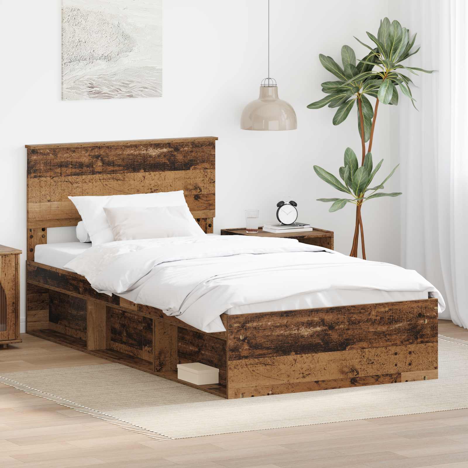 Bettrahmen Altholz 100 x 200 cm Massives Kiefernholz